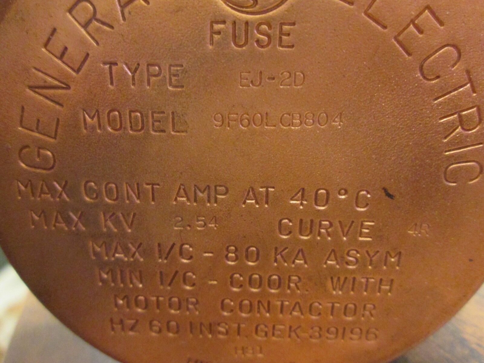 GE Type EJ-2D Medium Voltage Fuse 9F60LCB804 2.54KV 4R New Surplus