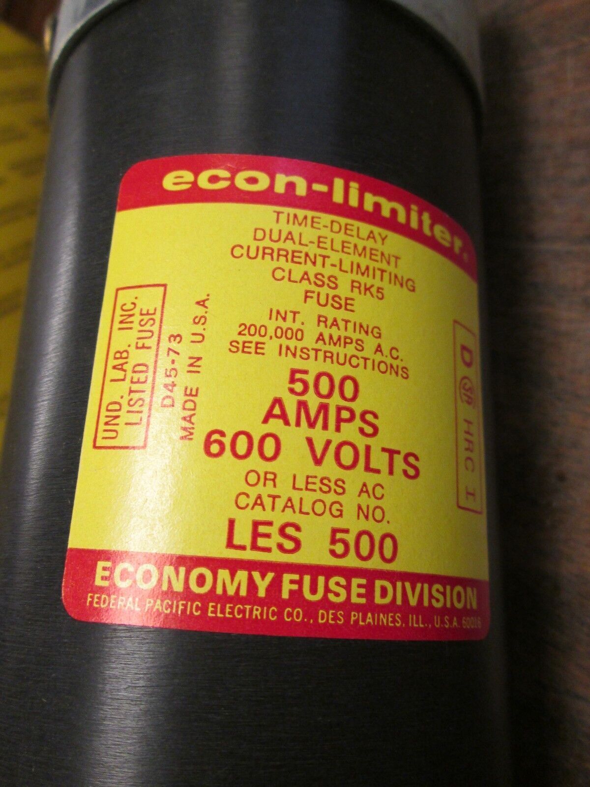 Economy Econ-Limiter Fuse LES 500 600V 500A New Surplus