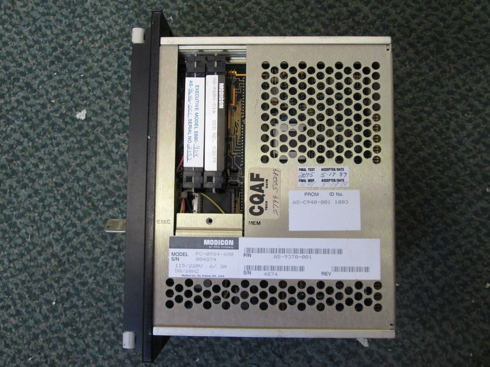 Modicon Programmable Controller AS-9370-001 115/220V .6/.3A 50/60Hz Used