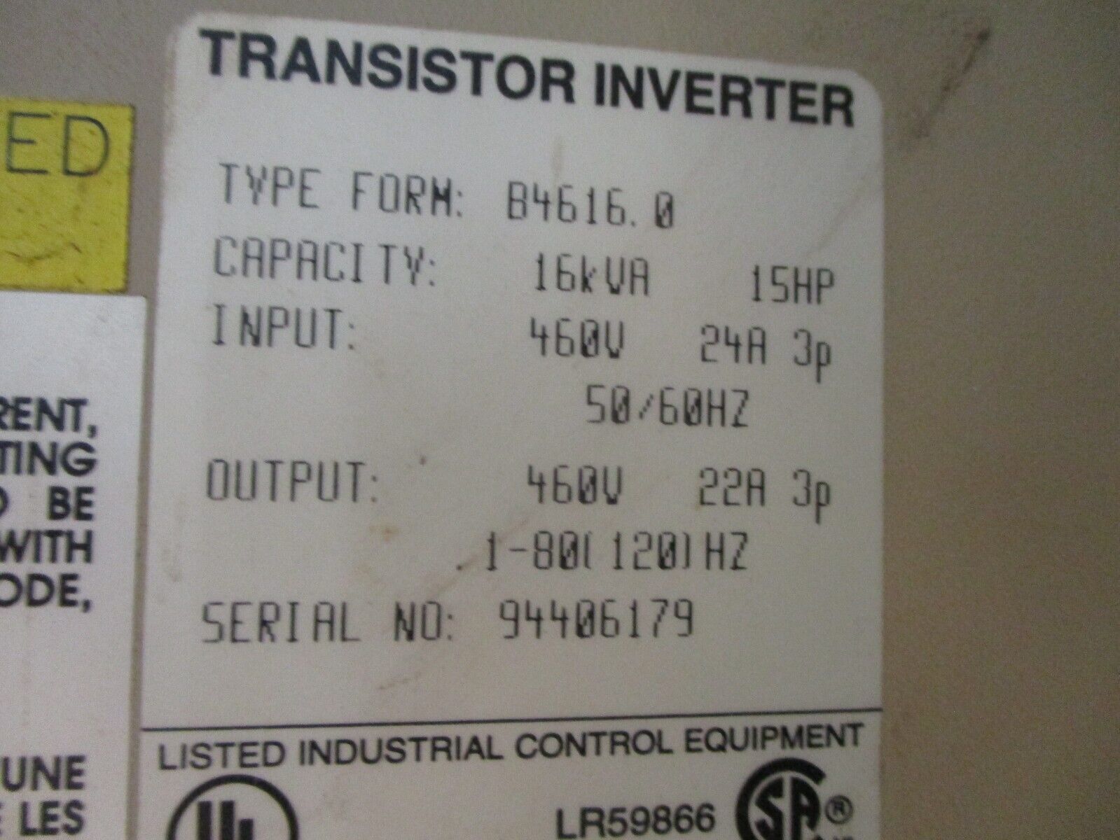 Sew-Eurodrive Movitrac AC Drive B4616.0 15HP 3Ph *Cracked Keypad Case* Used