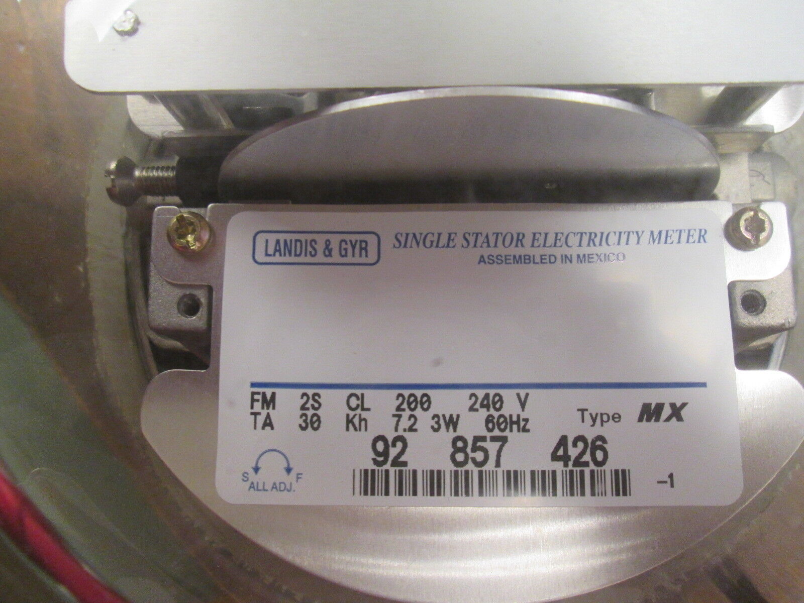 Landis + Gyr Type MX Kilowatthour Meter 92 857 426 240V 3W 60Hz Used