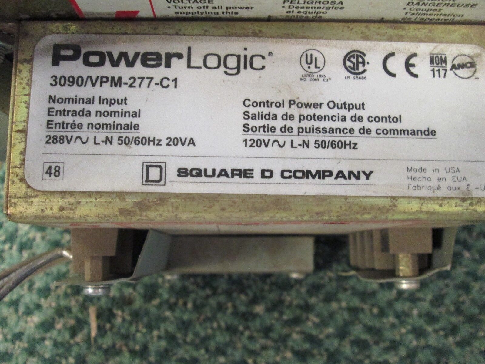 Square D Power Logic Circuit Monitor 3020 CM2350, With 3090 VPM-277-C1 Used