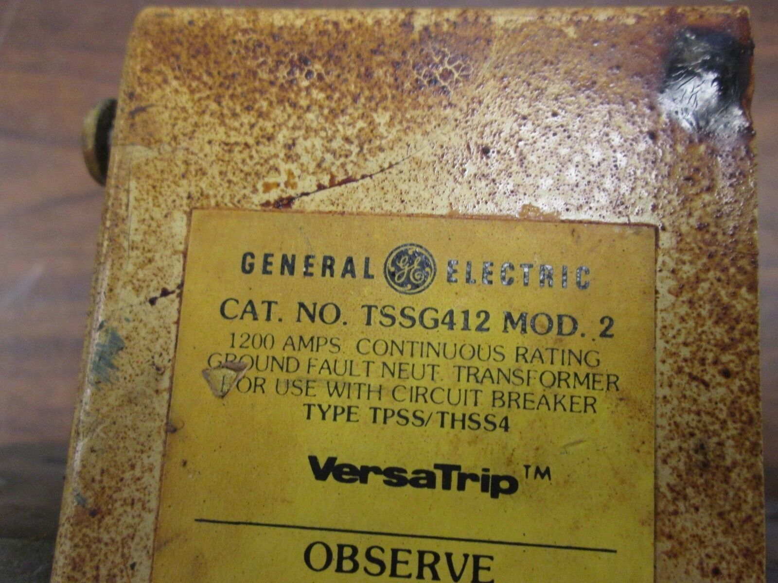 GE Ground Fault Neutral Transformer TSSG412 1200A Used