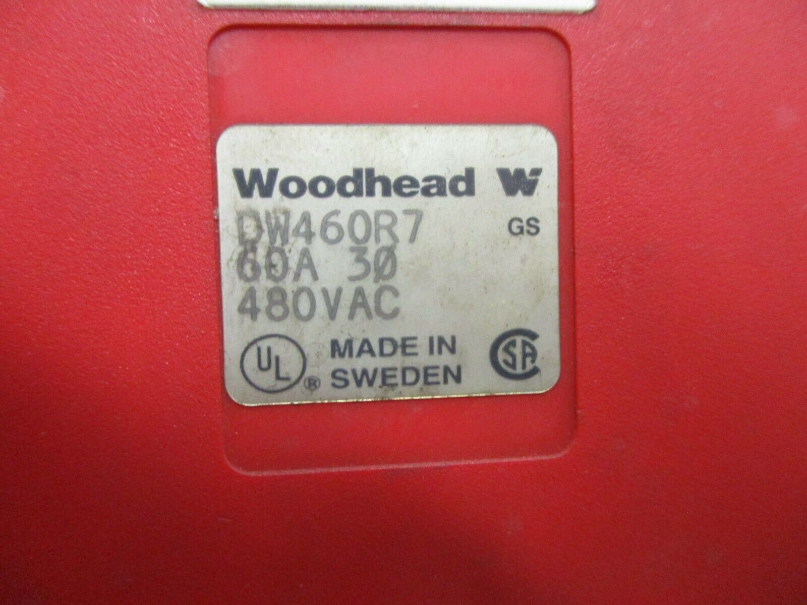 Woodhead Receptacle DW460R7 60A 480V 3Ph Used