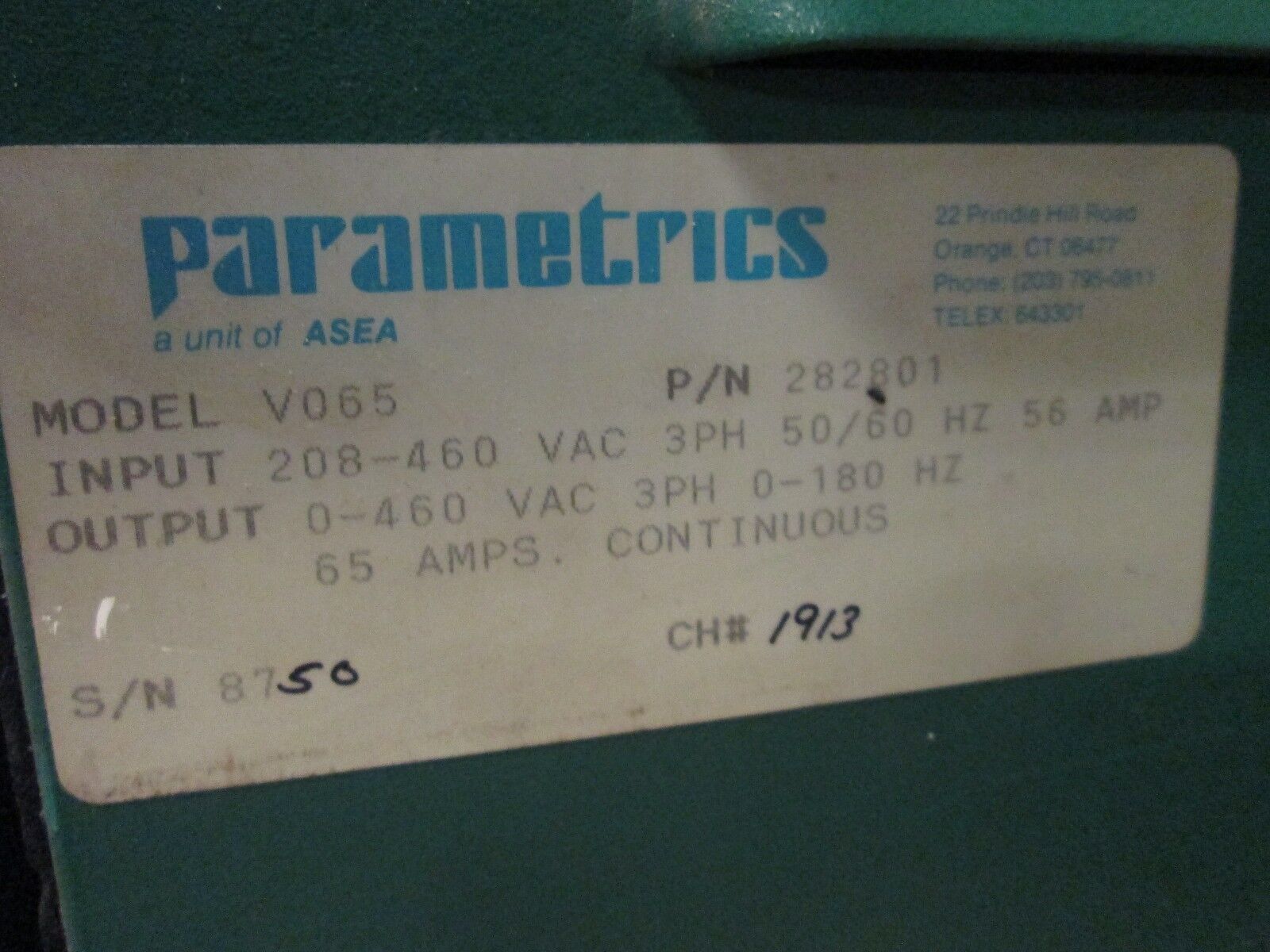 ABB/Parametrics Flow Economizer V065 Used