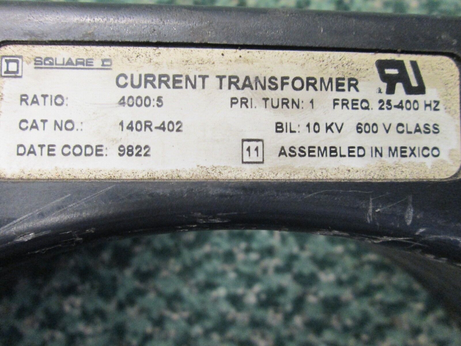 Square D Current Transformer, 140R-402, Ratio 4000:5 Used