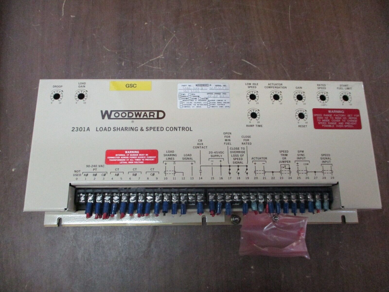 Woodward 2301A Load Sharing & Speed Control 9905-377A Speed: 2K-6K Hz FWD Single