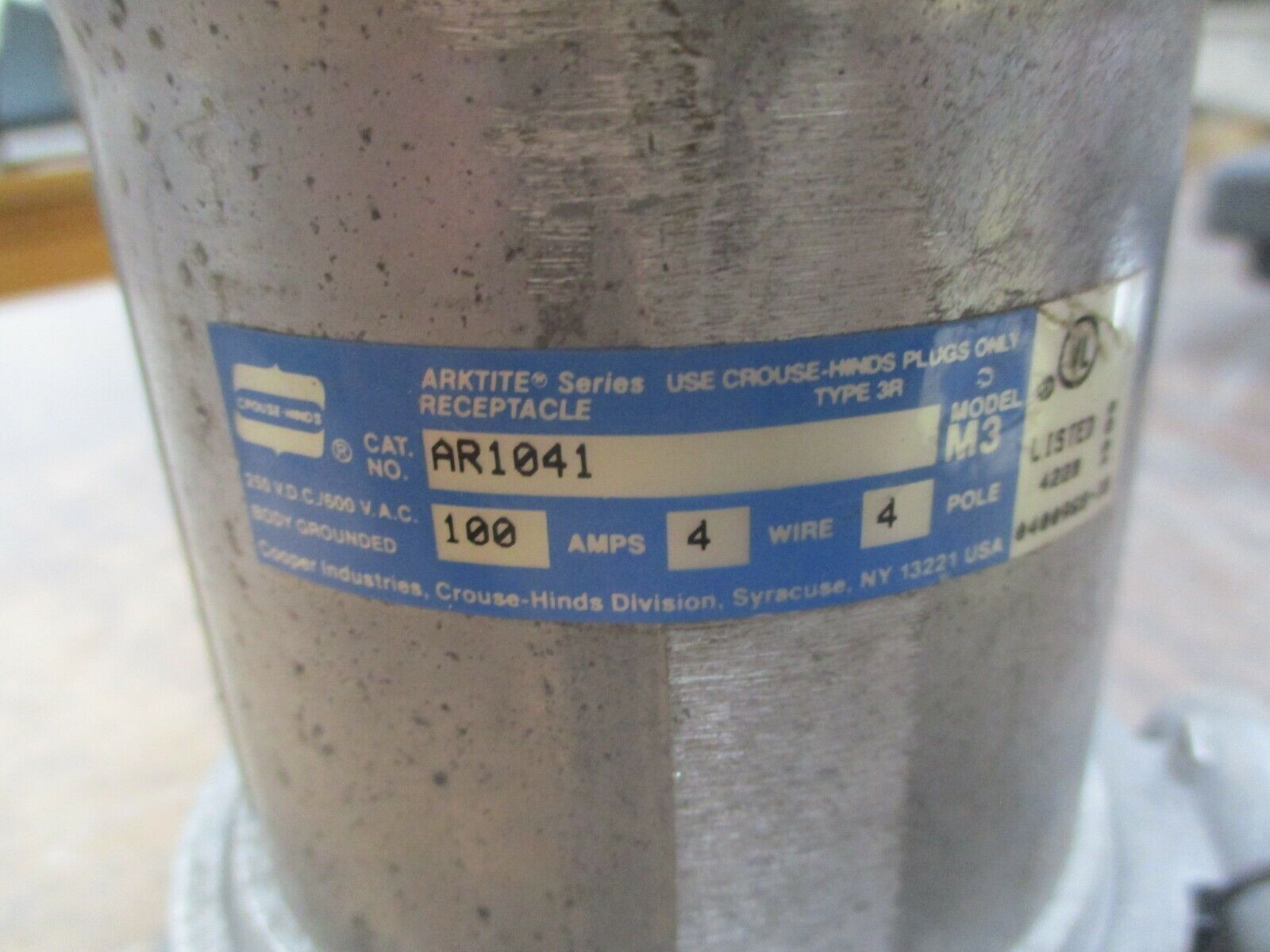 Crouse-Hinds Arktite Receptacle AR1041 100A 600V 4W 4P Used