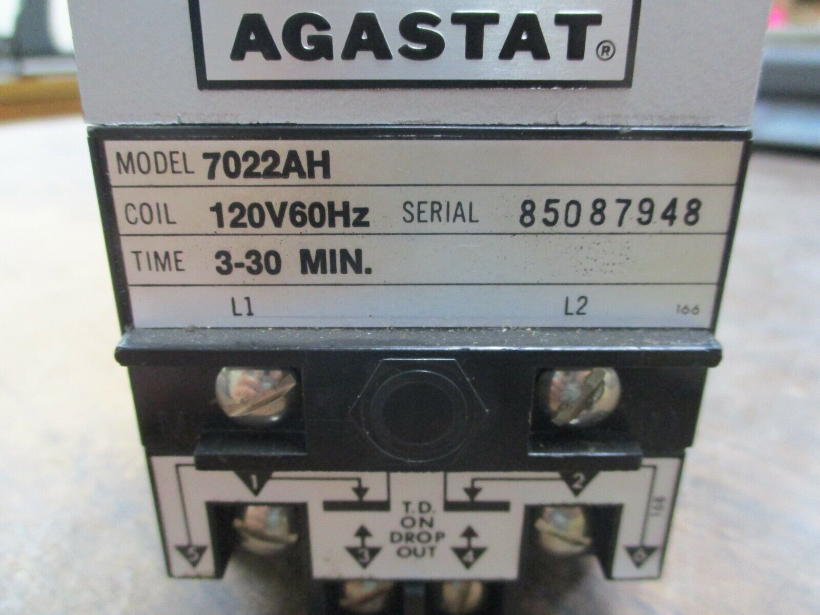 Agastat Timer 7022AH Range: 3-30 mins 120V Coil 60Hz Used