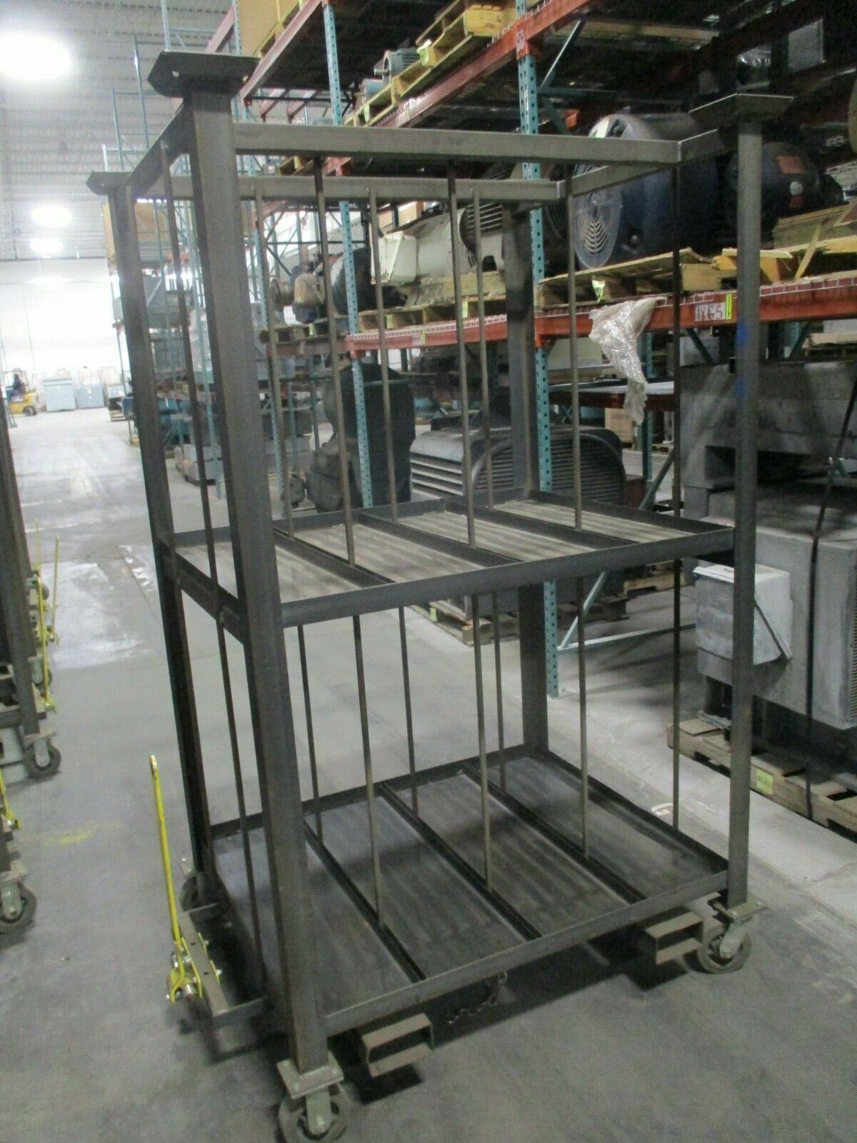 Misc. Brand Metal Storage Cart Box: 39x48x74" Shelf: 39x11x34" Used