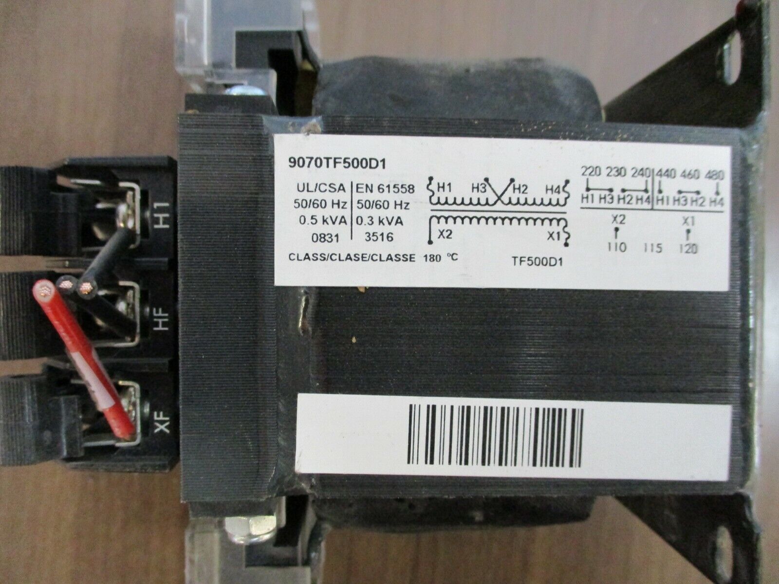 Square D Transformer, 9070TF500D1, 0.5kVA, Pri: 240/480V, Sec: 120V, 50/60 Used