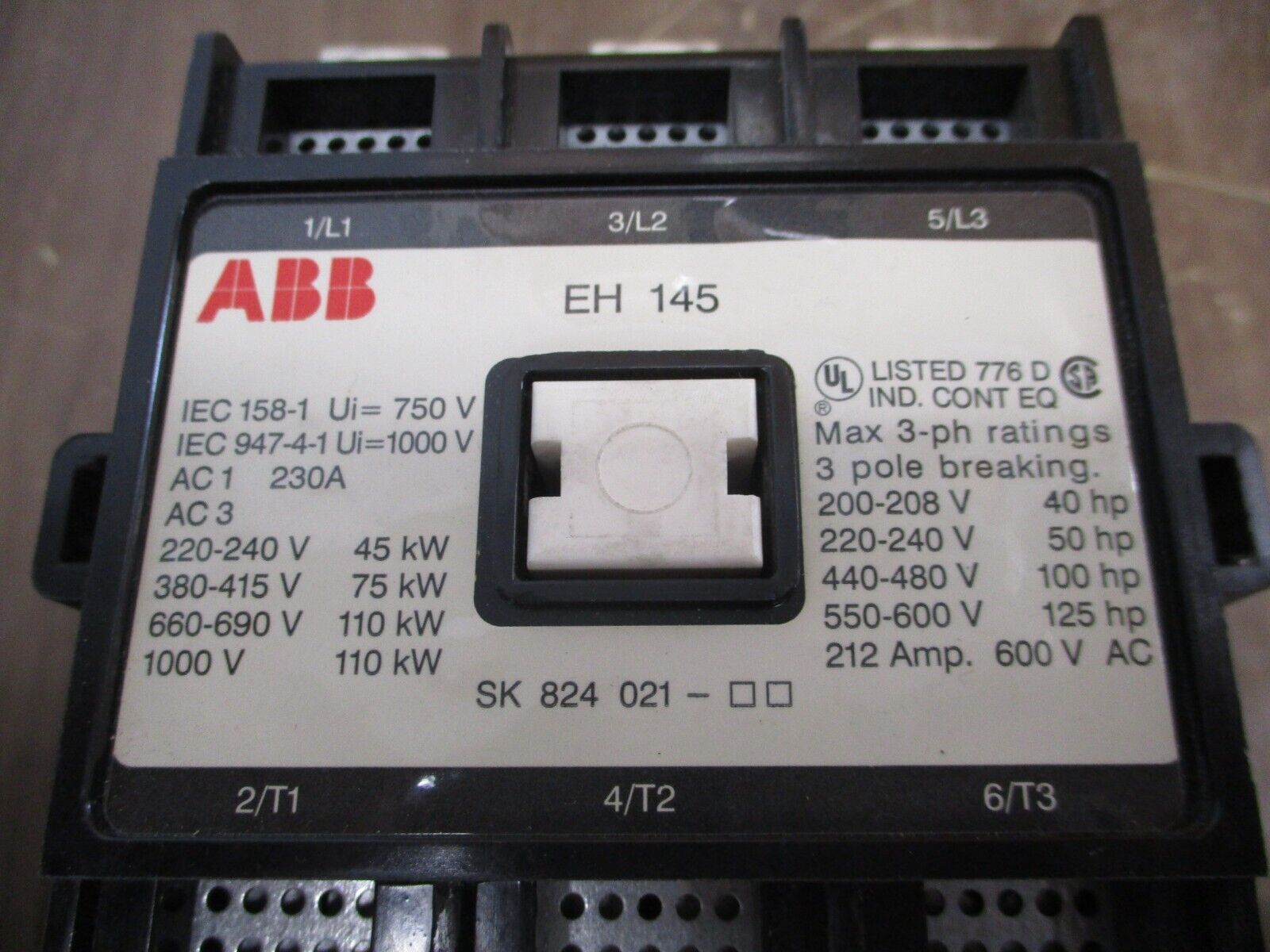 ABB Contactor EH 145 212A 600V 3P 24VDC Coil Used