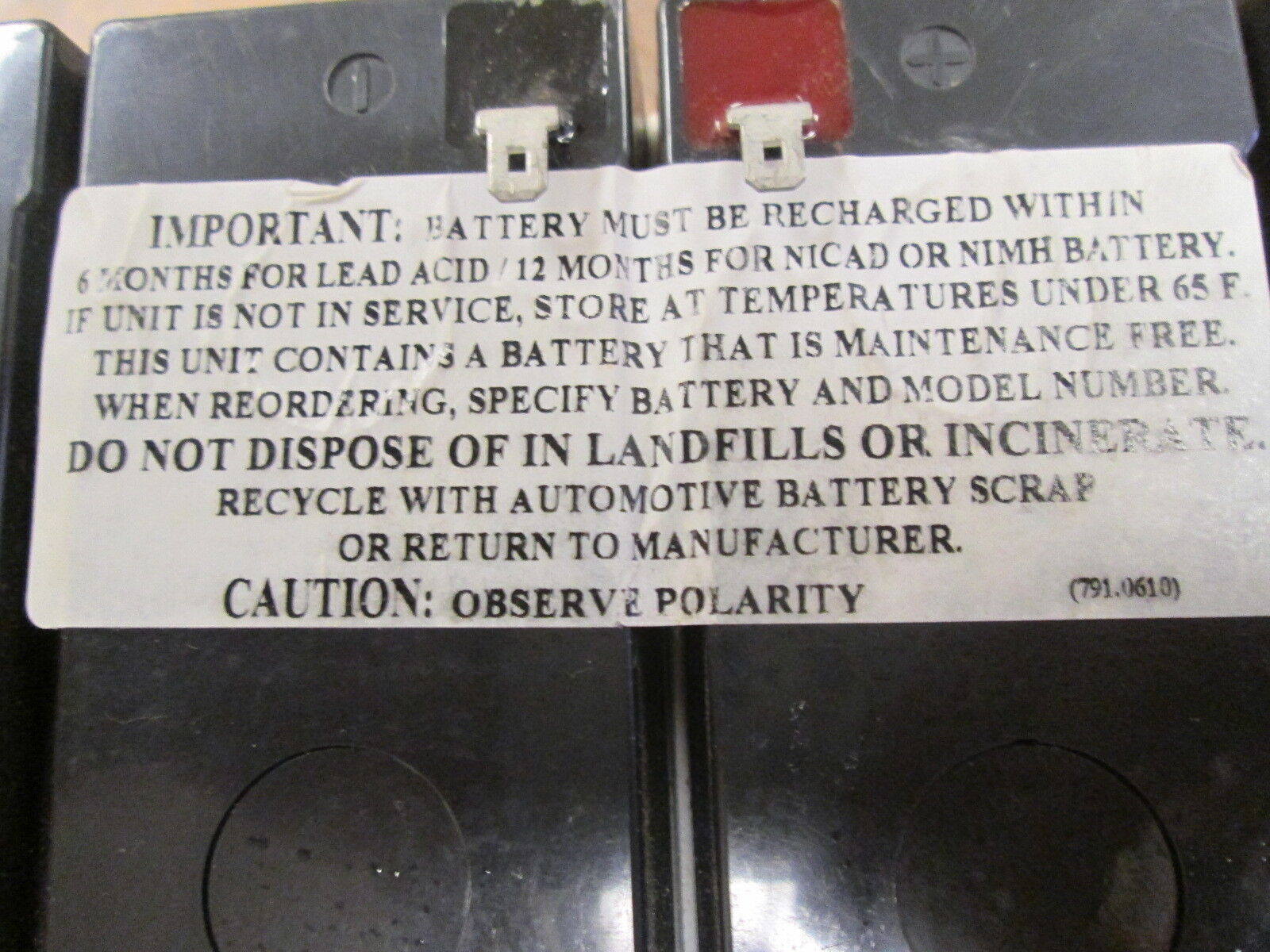 Thomas & Betts Battery Assembly 002171-E 12V 10AH New Surplus