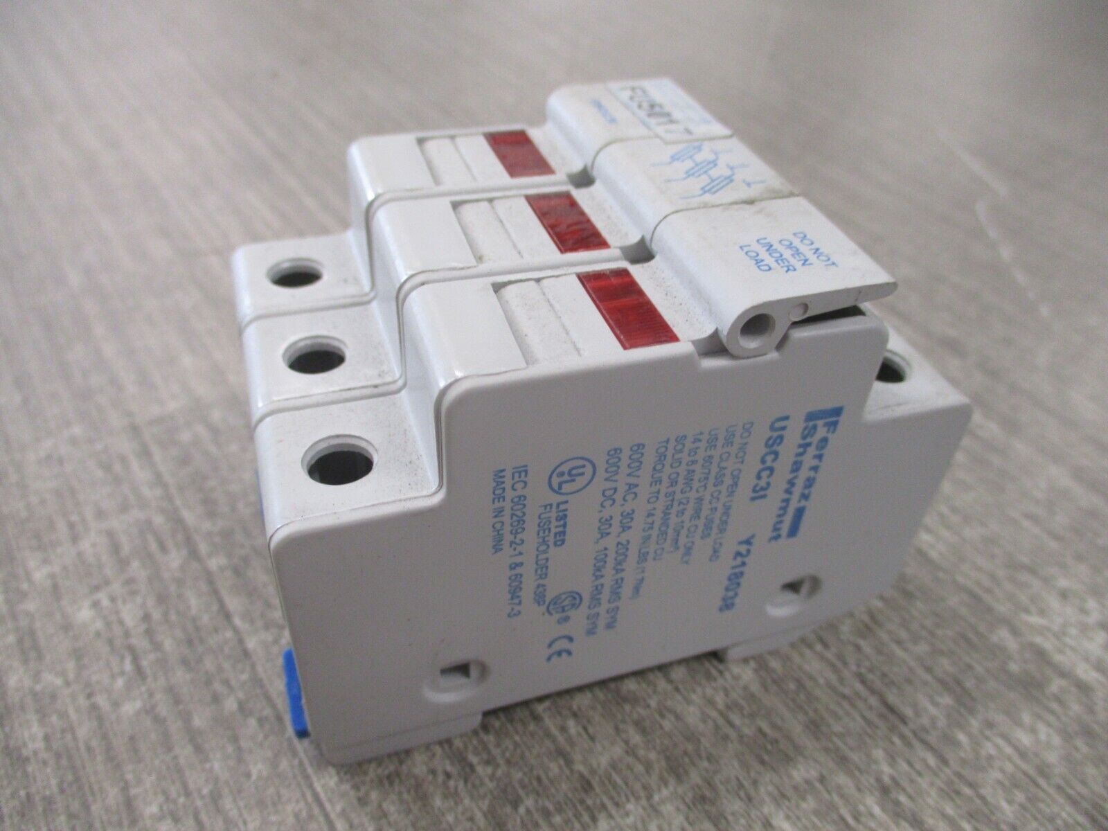 Ferraz Shawmut Fuseholder USCC3I 30A 600V 3P Used