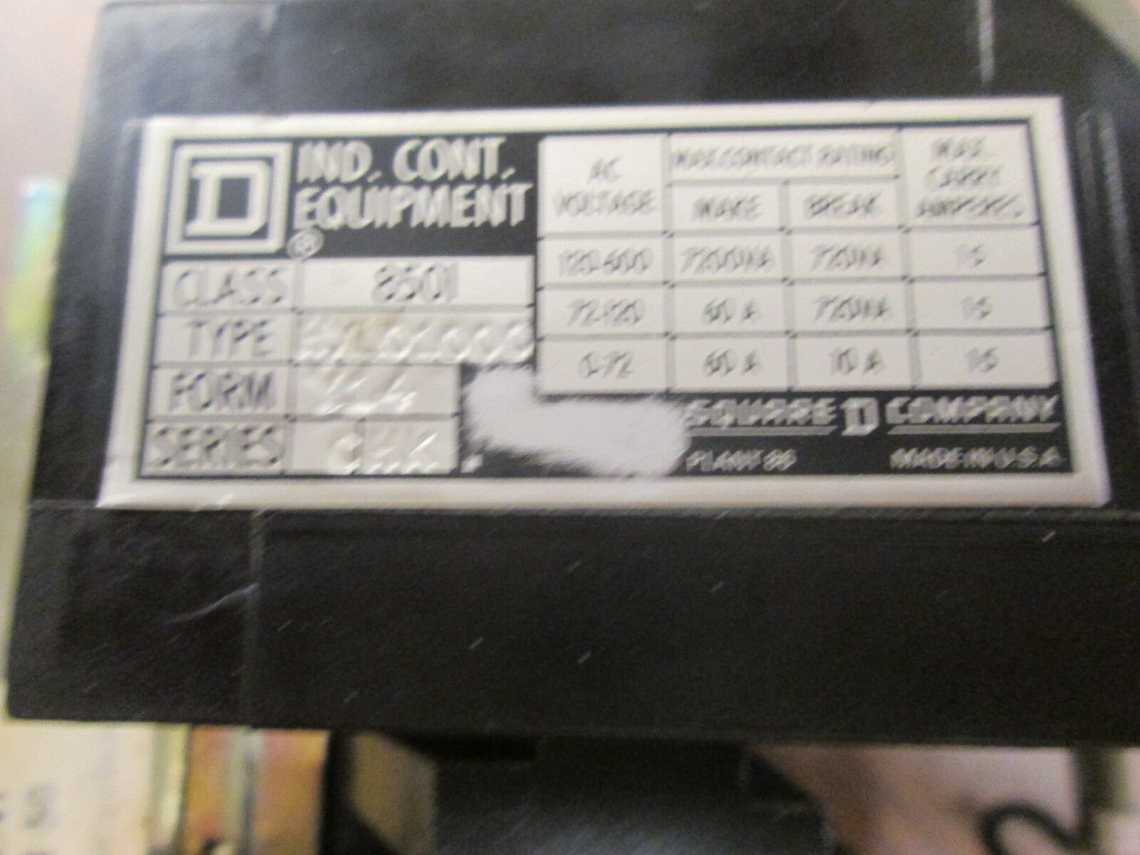 Square D Latching Relay 8501 HXL01000 120V Coil Used