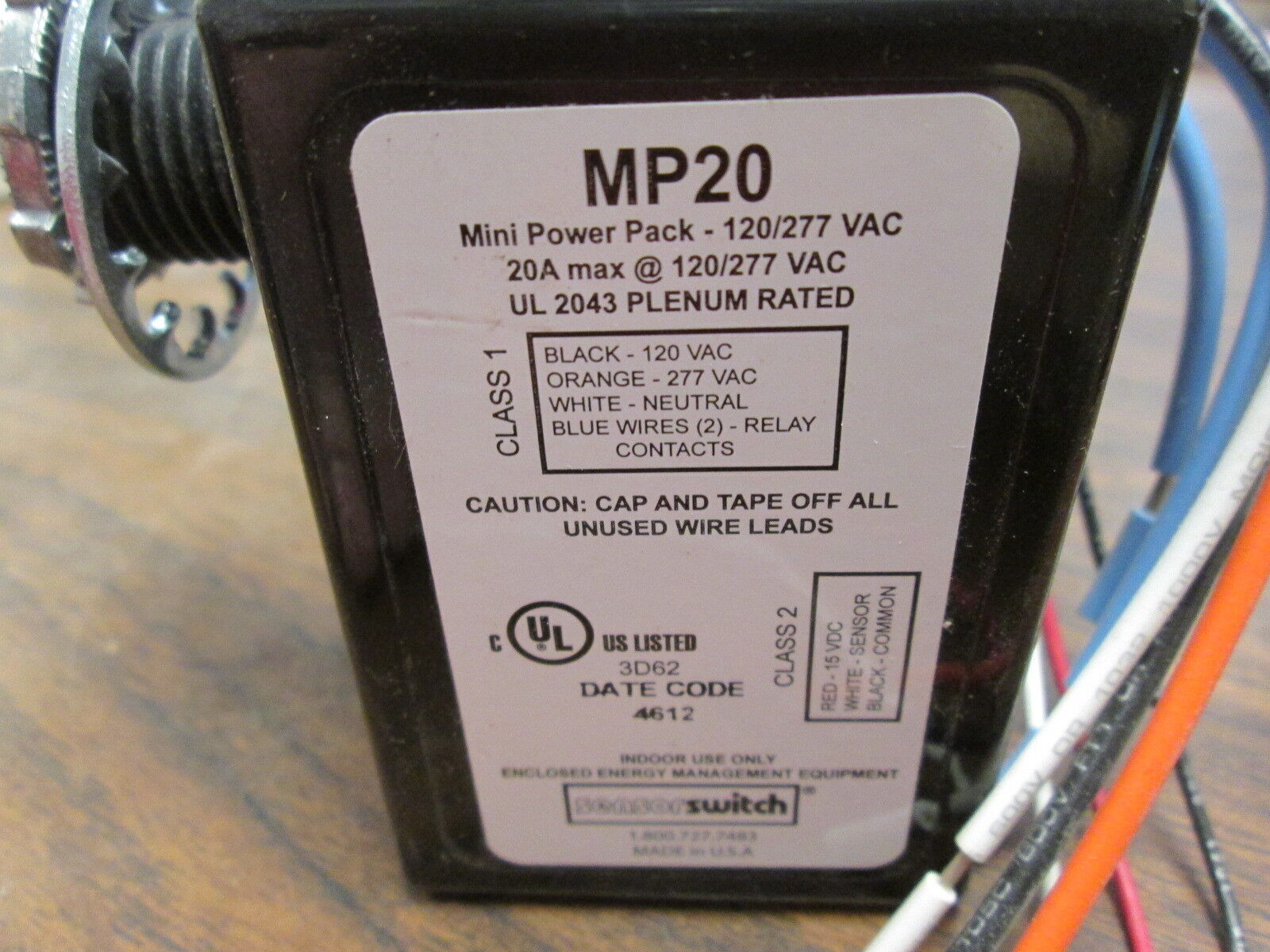 Sensor Switch Mini Power Pack MP20 120/277VAC 50/60Hz 20A Plenum Rated New Surpl