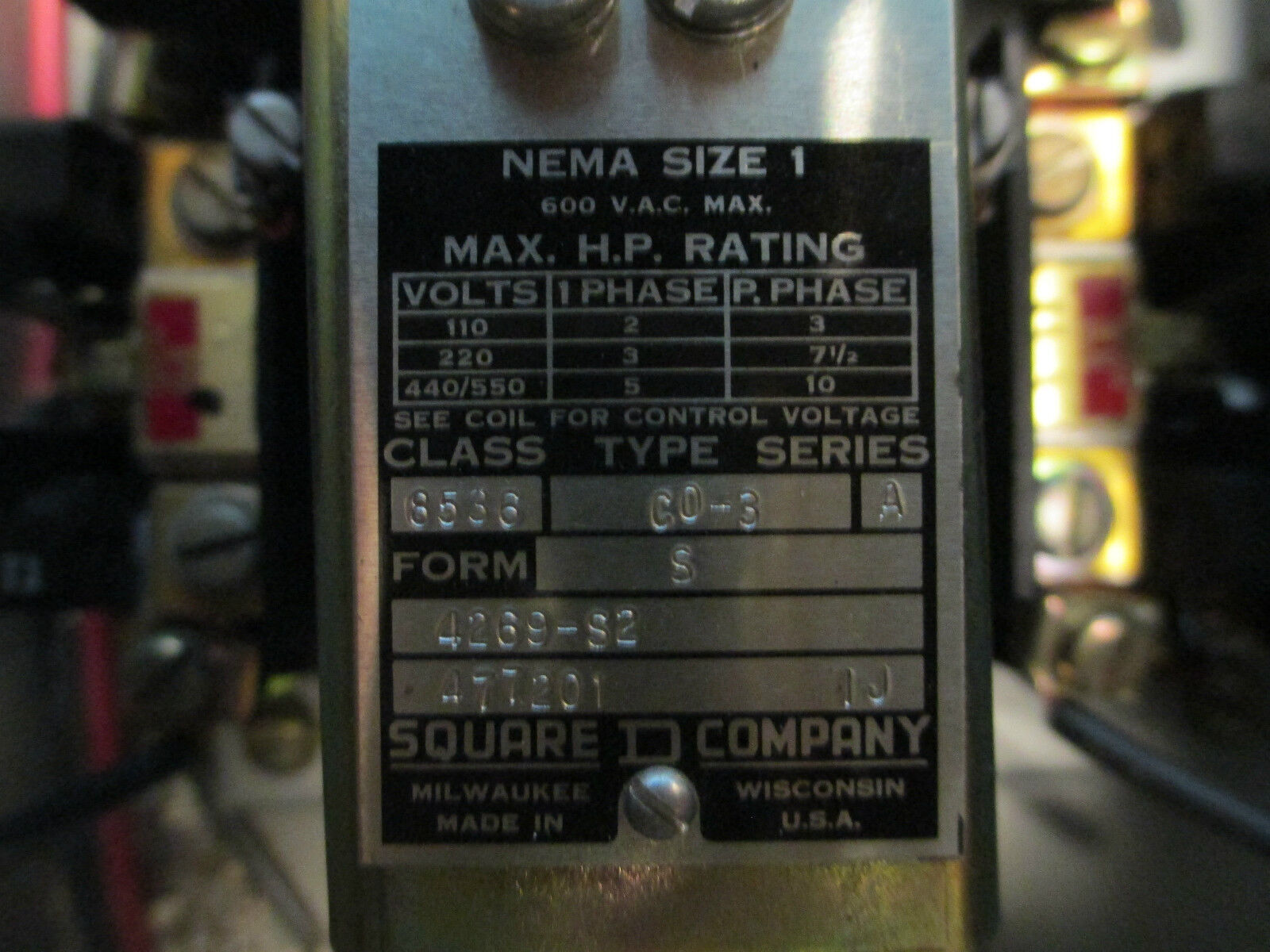 Square D Combination Starter, Size 1 120V Coil 3P Fusible Used