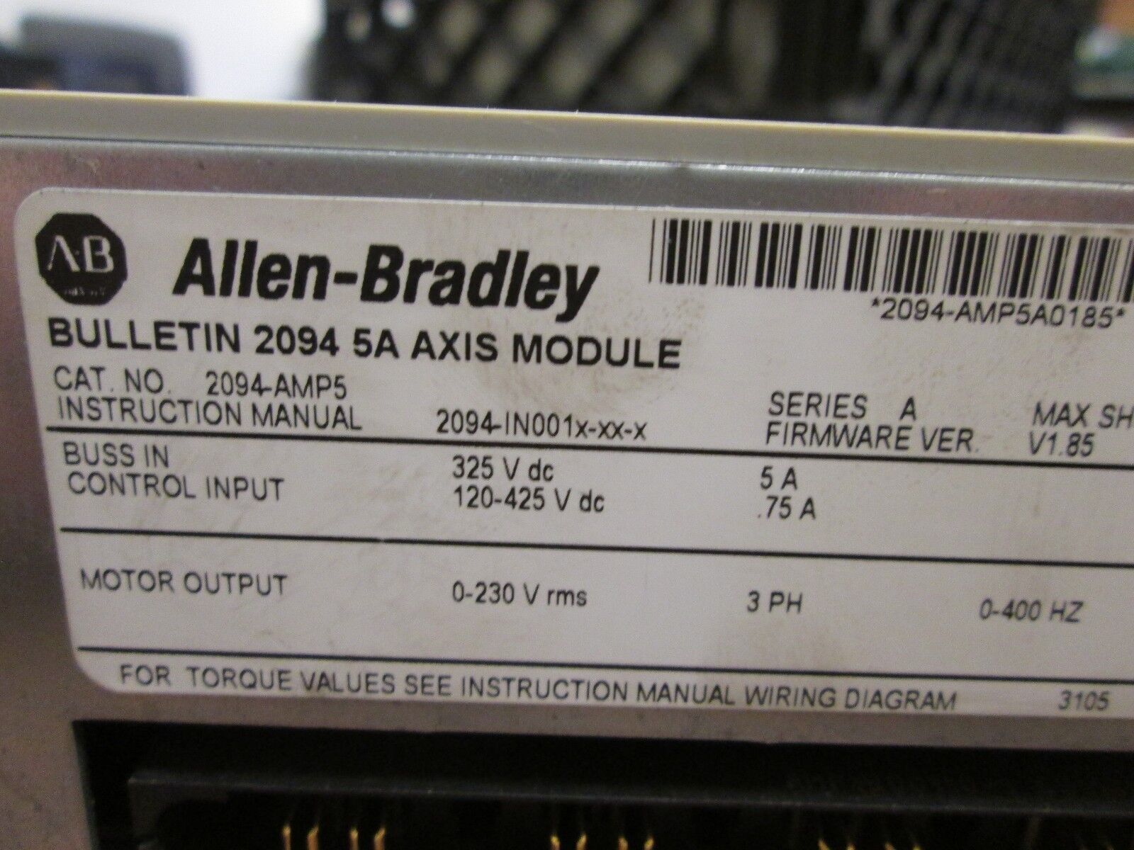 Allen-Bradley Kinetix 6000 Servo Drive 2094-AMP5 200/230V System 5A Motor Used