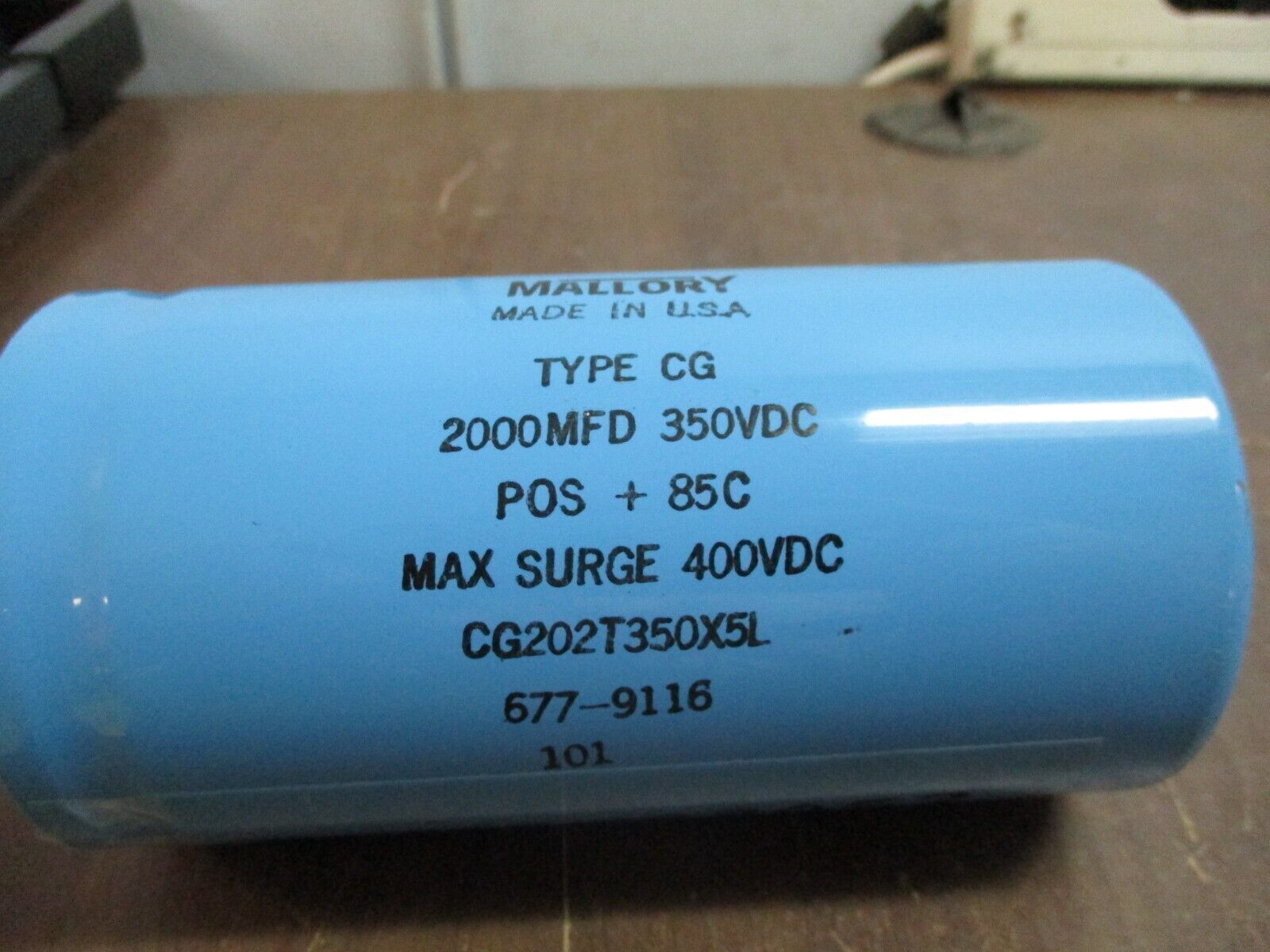 Mallory Type CG Capacitor CG202T350X5L 2000MFD 350VDC Used