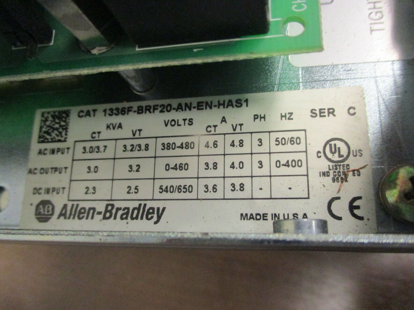 Allen-Bradley 1336 Plus II AC Drive 1336F-BRF20-AN-EN-HAS1 2HP Used *No Cover*