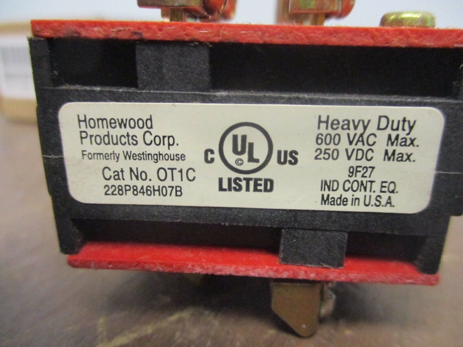Homewood Contact Block OT1C 600V New Surplus