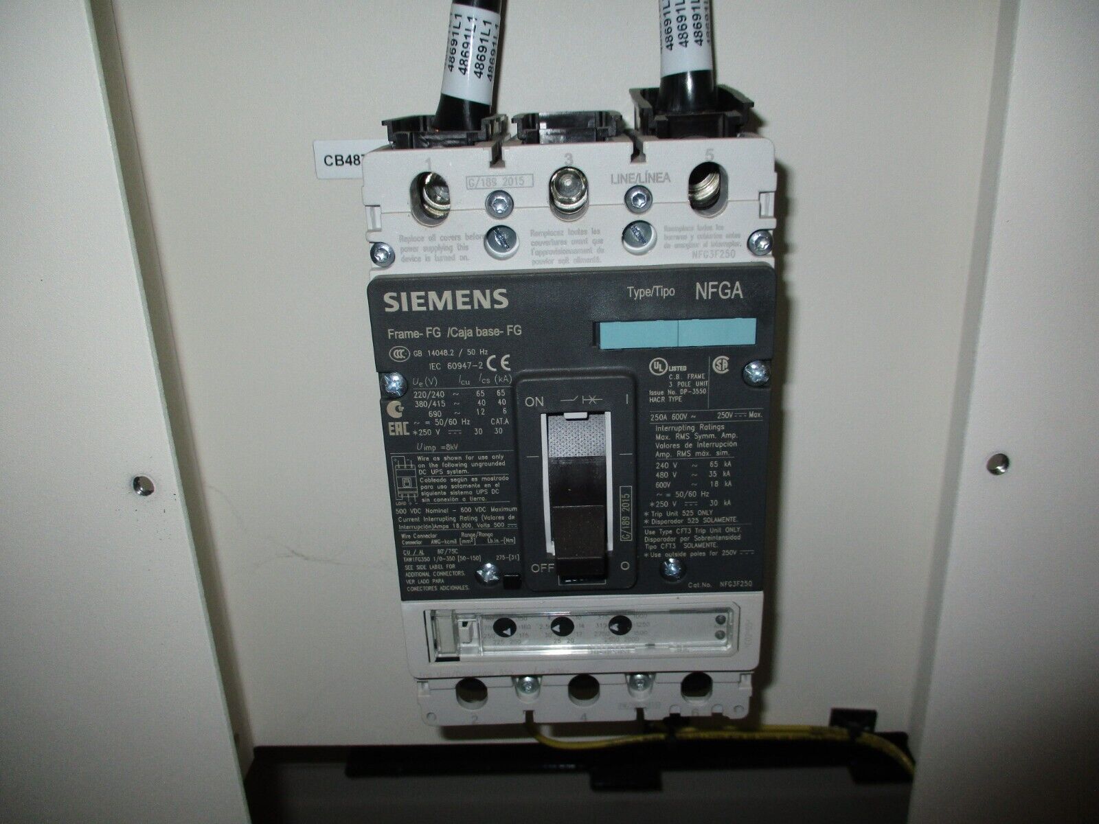 Spang Transformer w/ Breaker Disconnect L19144 30kVA 1Ph Pri: 480V Sec: 300/600V