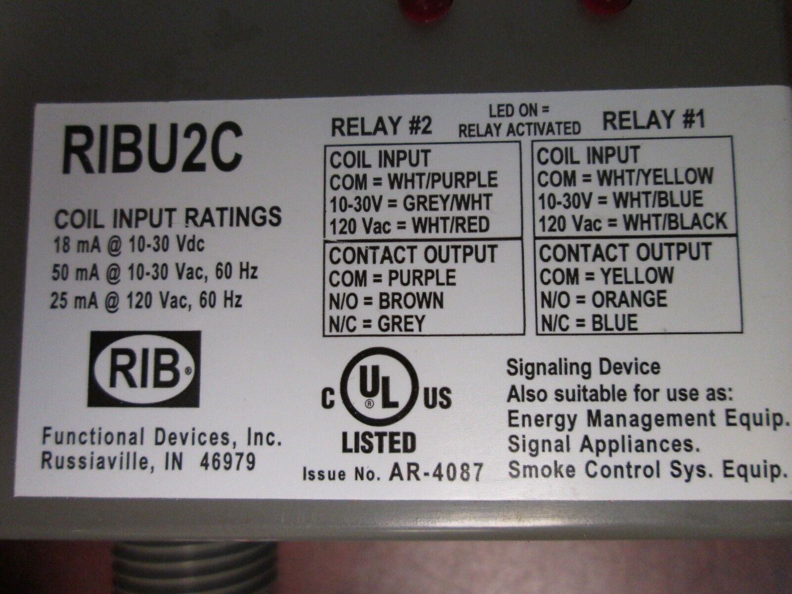 RIB Relay RIBU2C Used