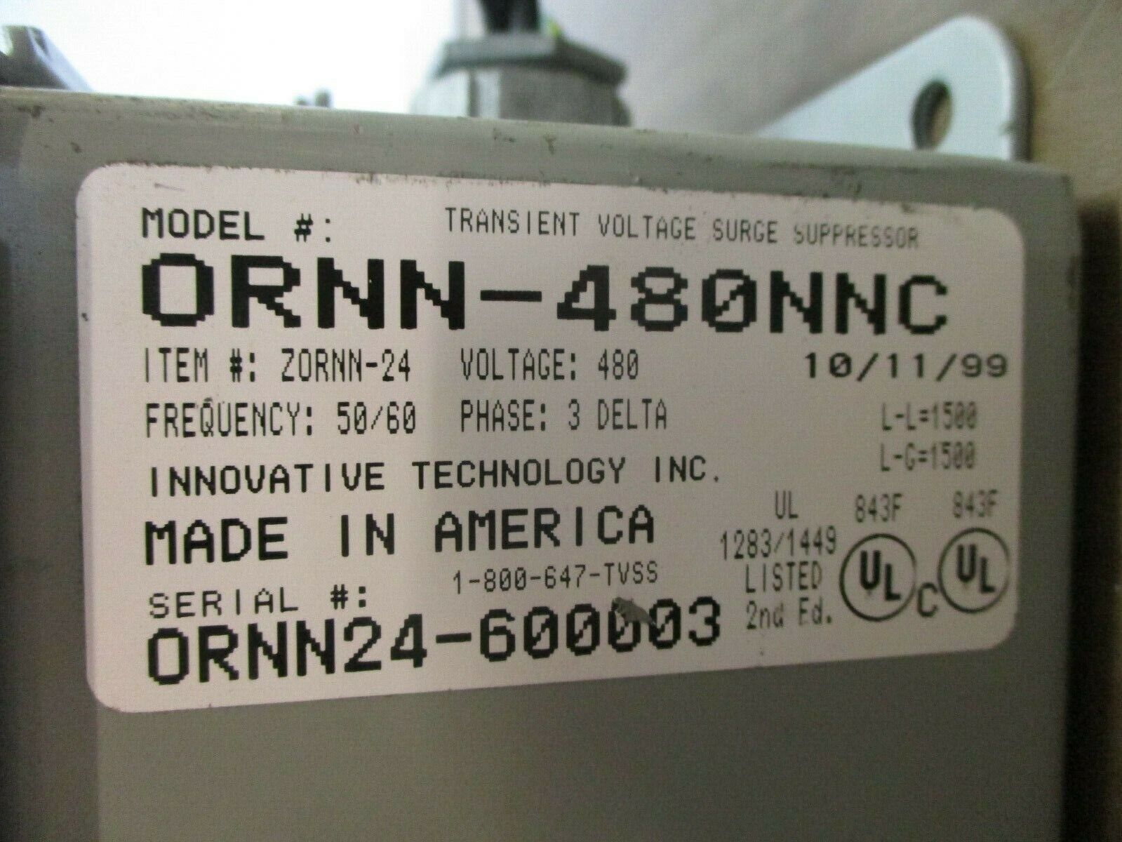 Innovative Technology The IT Protector Surge Suppressor ORNN-480NNC 480V 50/60Hz