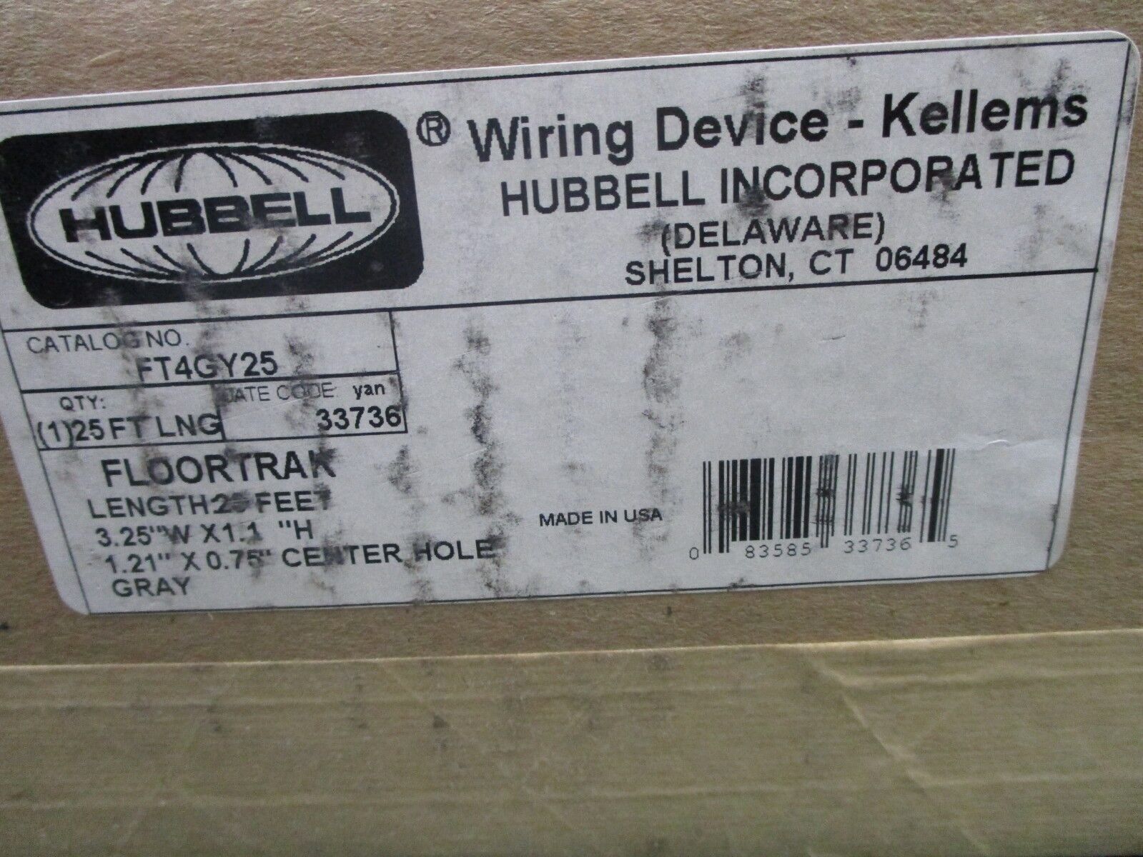 Hubbell FloorTrak FT4GY25 Length: 25' Gray New Surplus