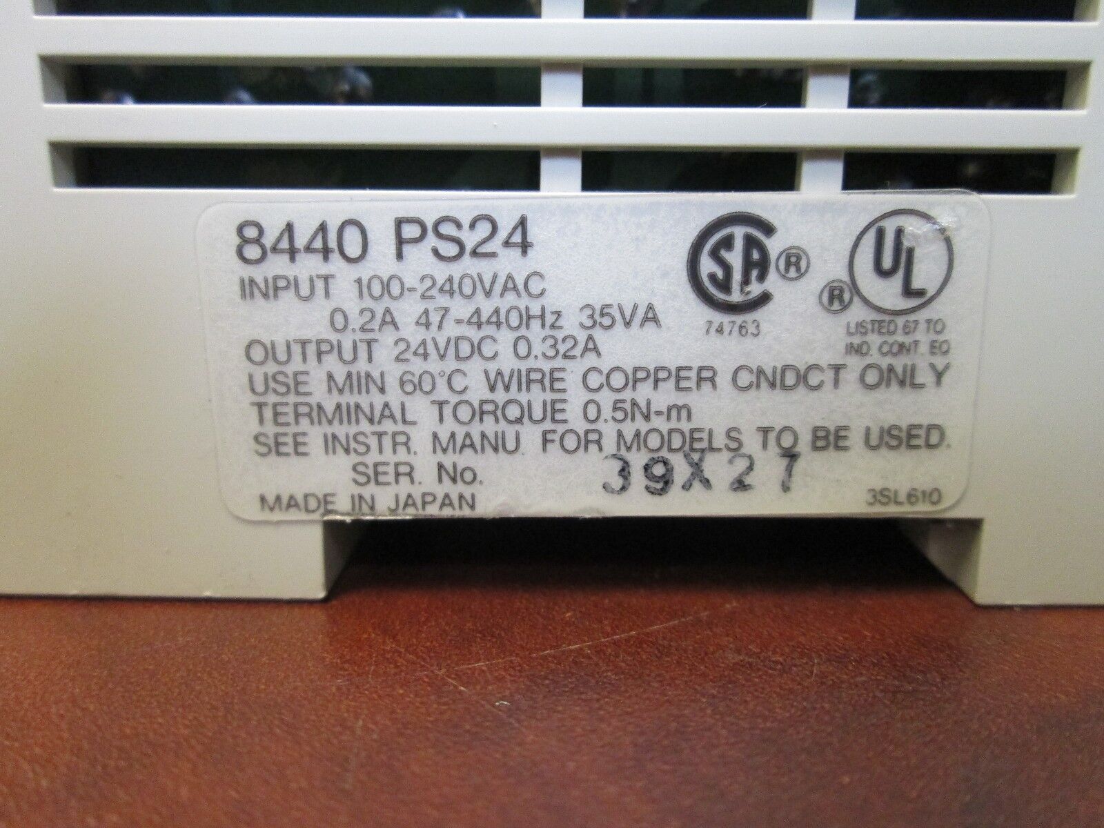 Square D Power Supply 8440 PS24 Output:24VDC .32A Input:100-240VAC .2A 47-440Hz
