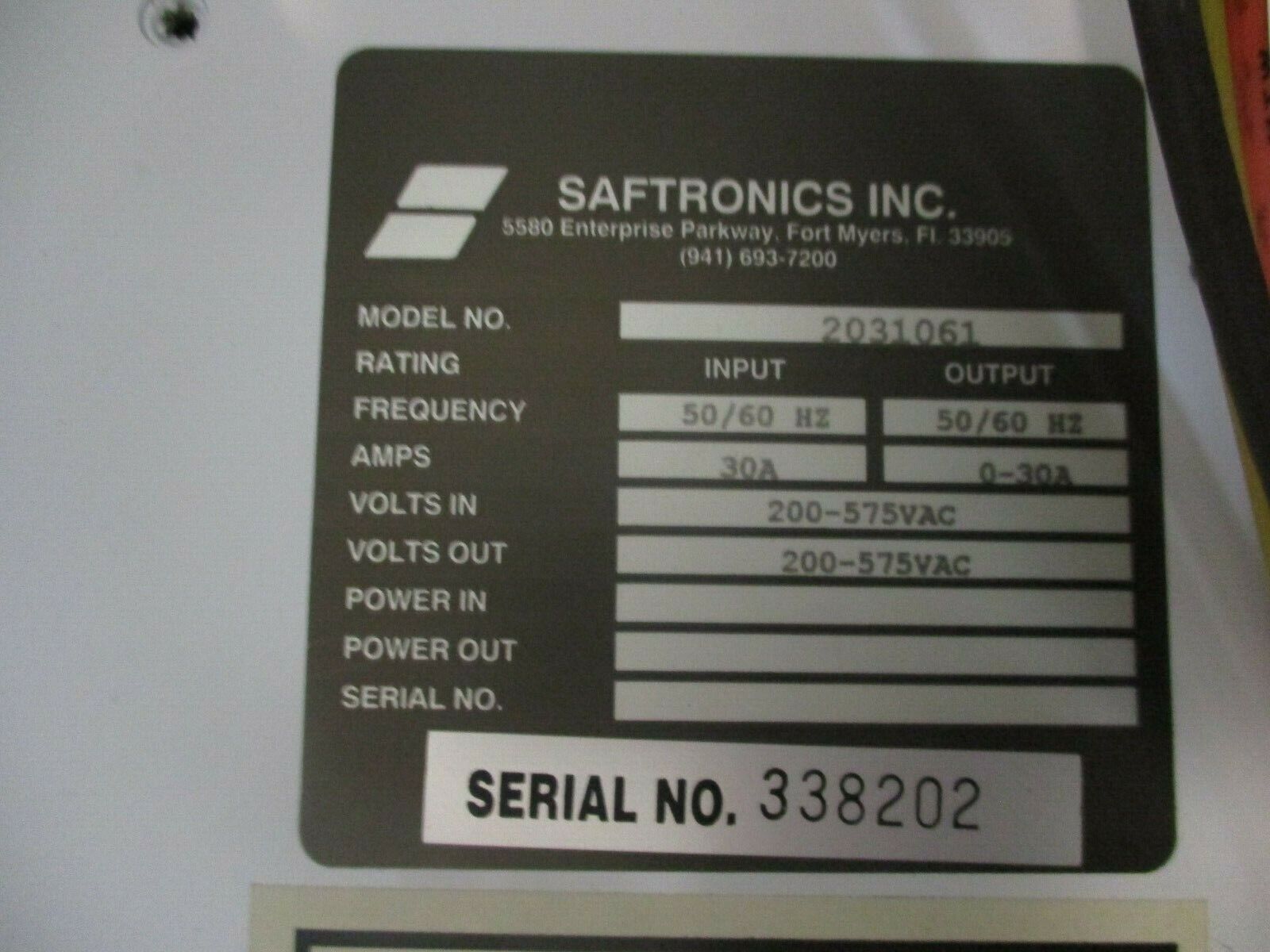 Saftronics Enclosed Soft Start 2031061 AS6-030 HD Module 30A 200-575VAC 50/60Hz
