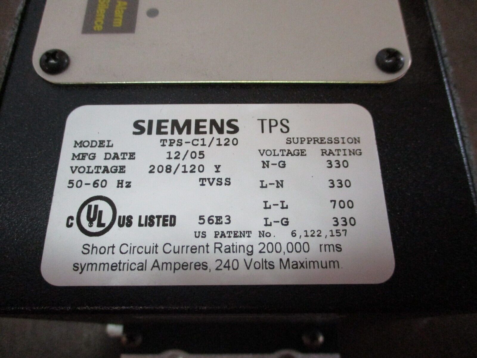 Siemens TPS Surge Suppression Module TPS-C1/120 208/120Y 50-60Hz Used