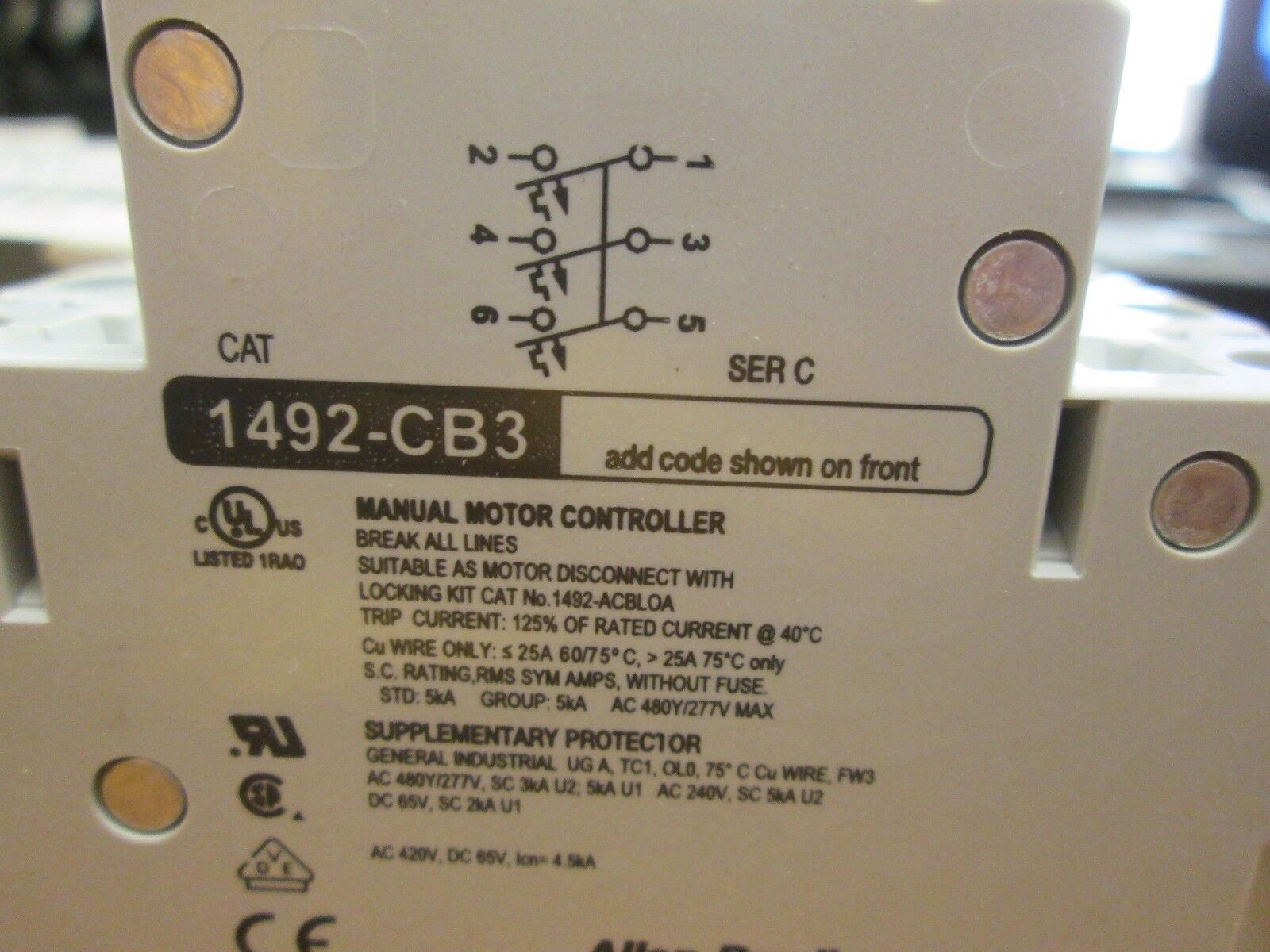 Allen-Bradley Manual Motor Controller 1492-CB3G015 1.5A 3P New Surplus
