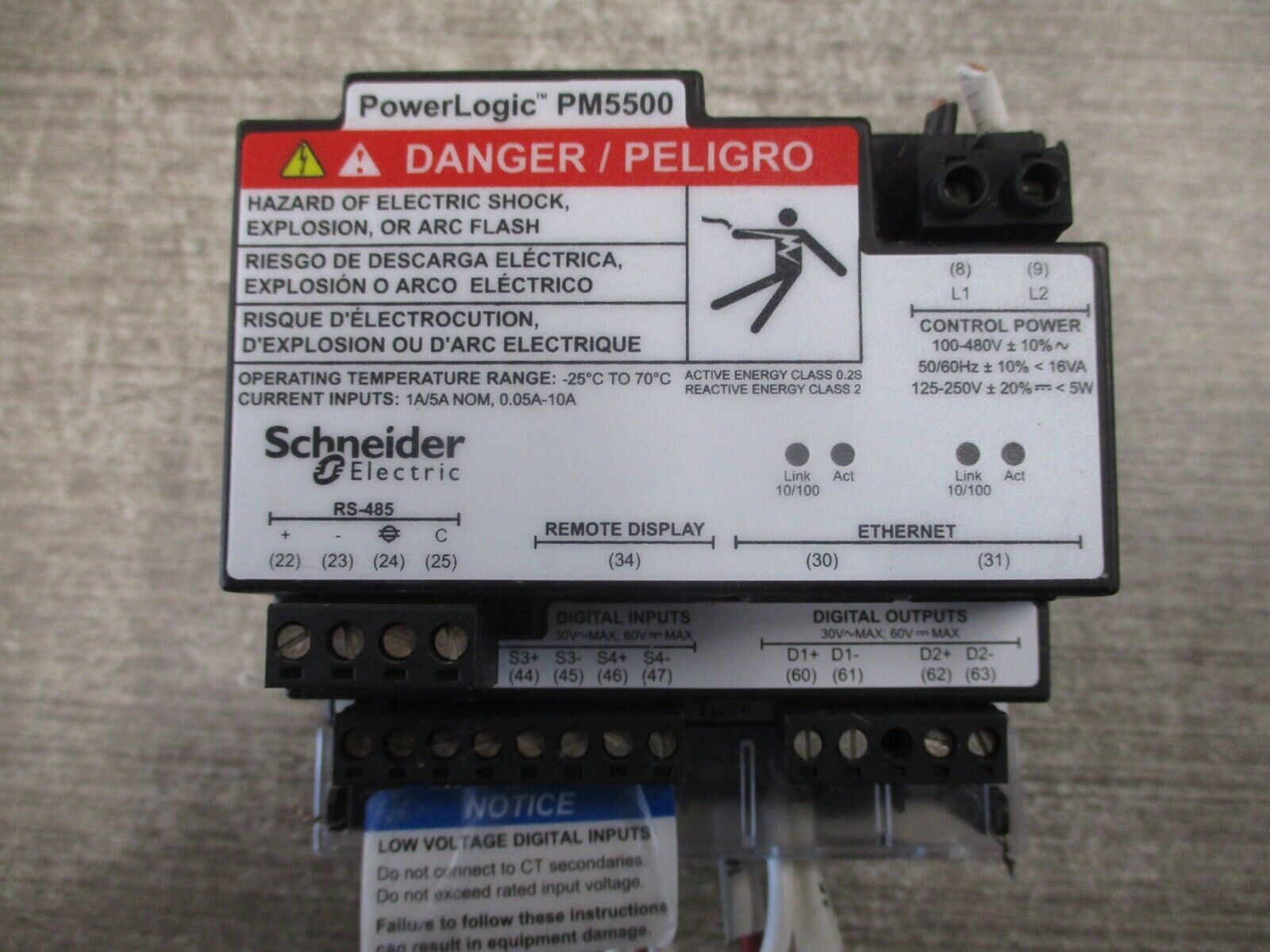 Square D PowerLogic Power Meter METSEPM5563 100-480VAC 125-250VDC Used