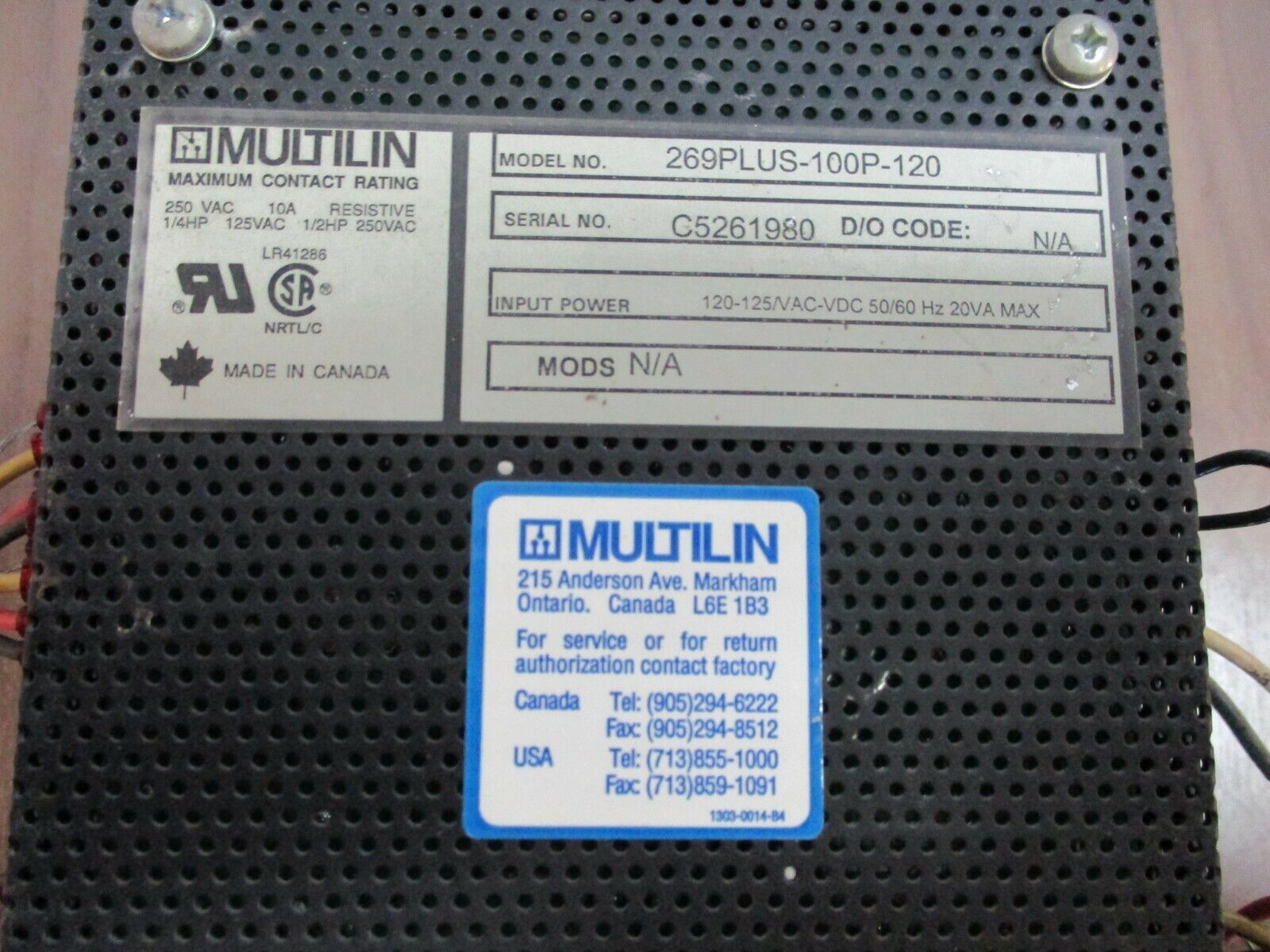 Multilin, 269 Plus Motor Management Relay, Part#: 269PLUS-100P-120 Used