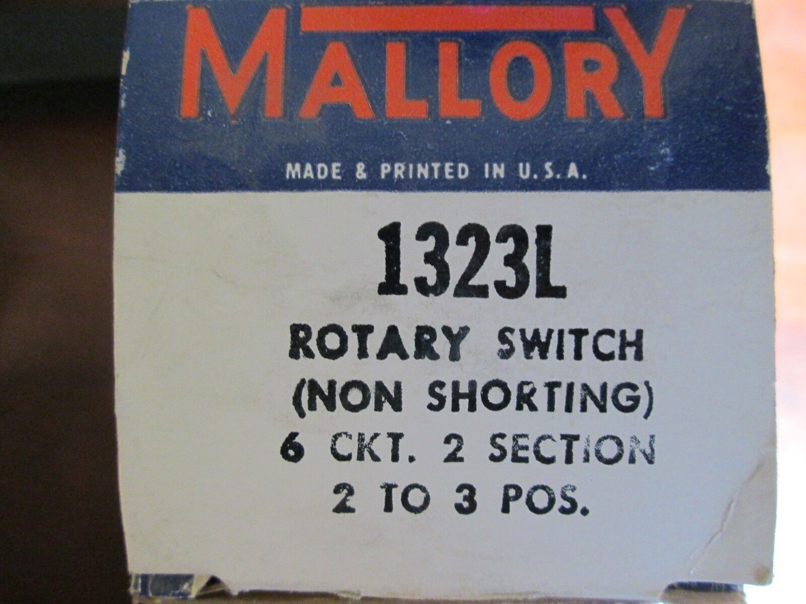 Mallory Rotary Switch 1323L New Surplus