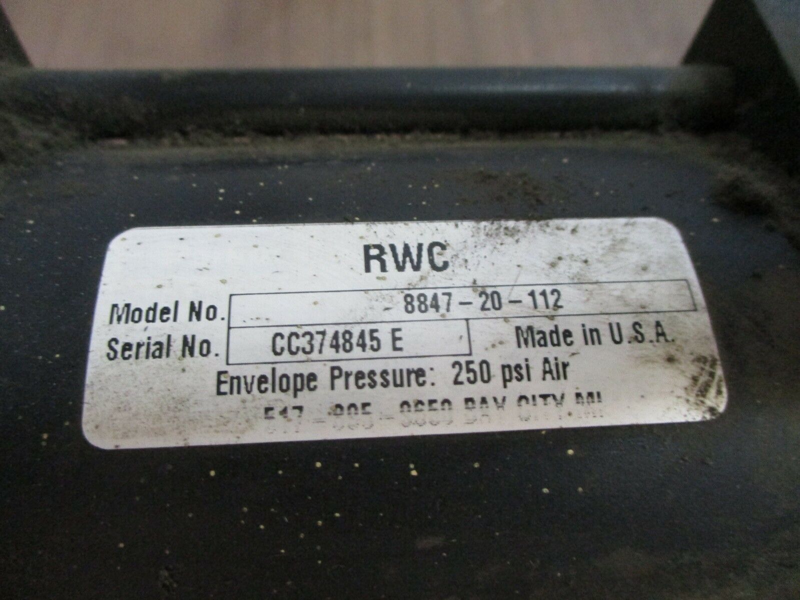 RWC Air Cylinder 8847-20-112 250PSI Used