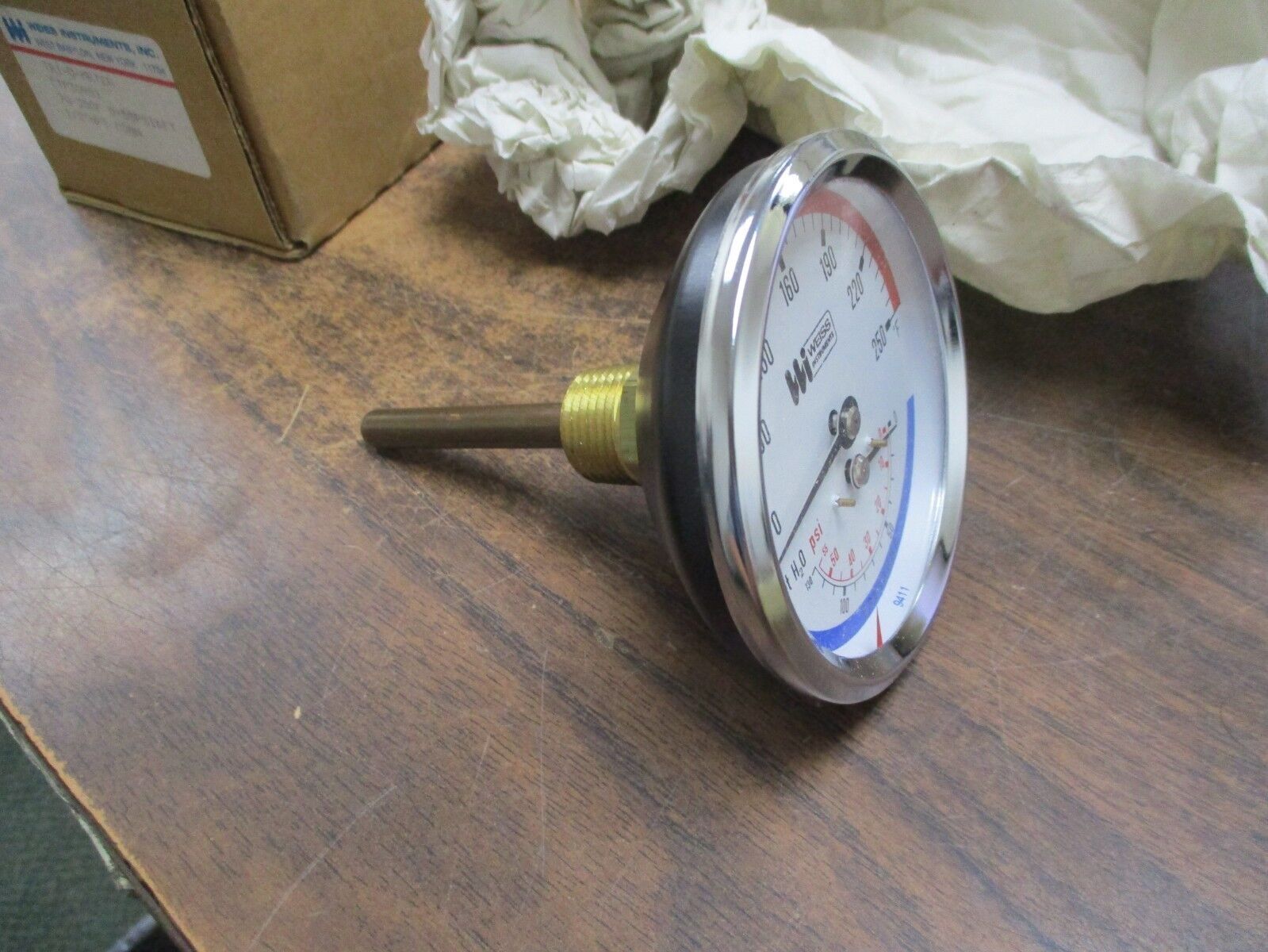 Weiss Instruments Tri-O-Meter CTP30RSX 70-250°F 0-55PSI&FT 1/2"NPT Connection