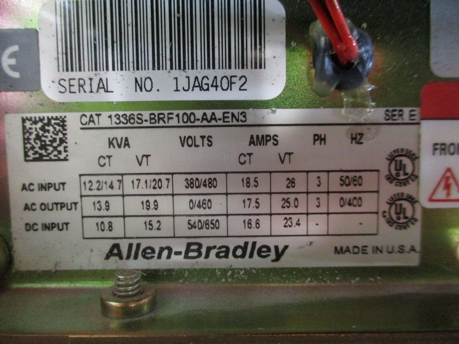 Allen-Bradley 1336 Plus AC Drive 1336S-BRF100-AA-EN3 10HP 3Ph *No Cover Screws*