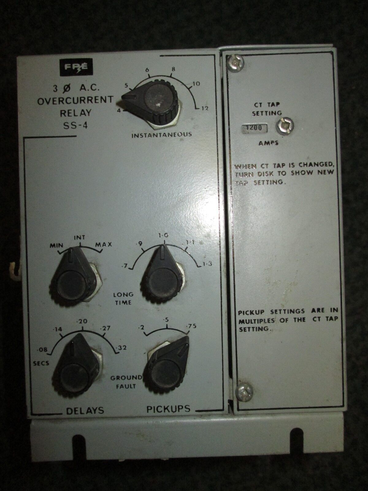 FPE Overcurrent Relay SS-4 3Ph 1200A Used