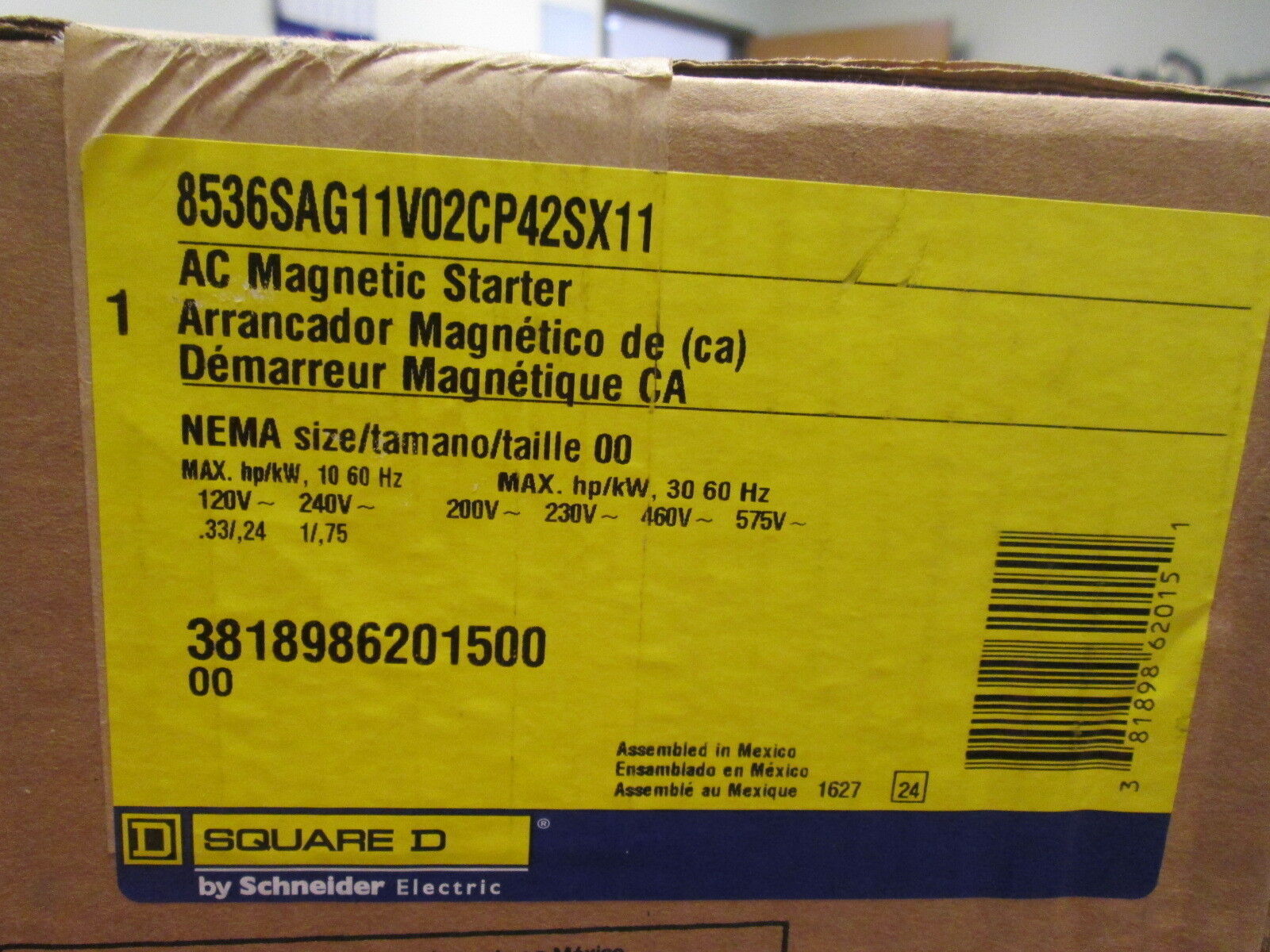 Square D Starter 8536SAG11V02CP42SX11 Size 00 New Surplus