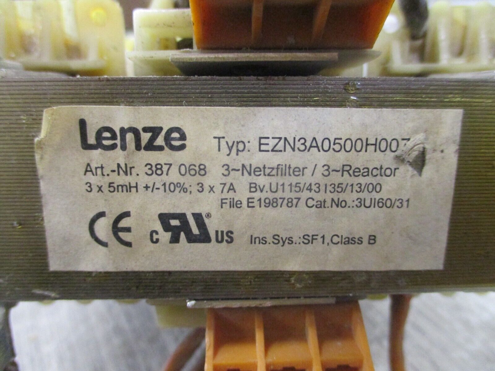 Lenze Line Reactor EZN3A0500H007 5mh 3ph Used