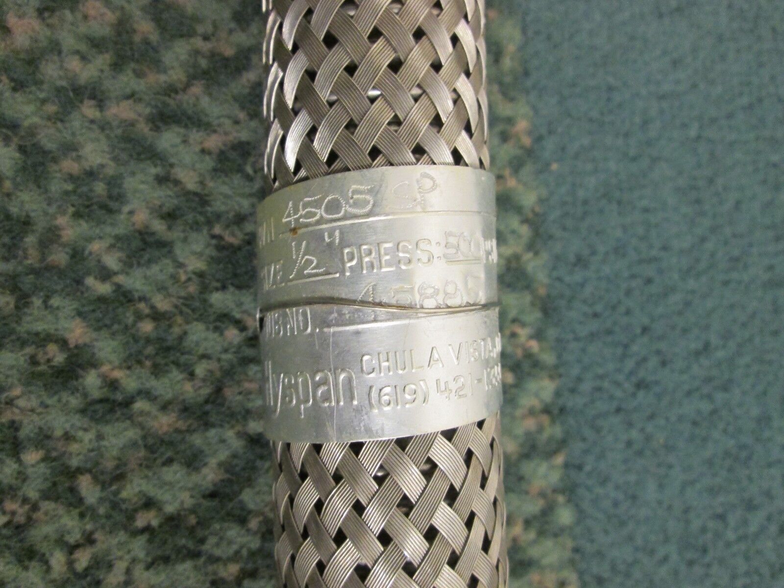 Hyspan Metal Hose Pump Connector 4505 SP Size: 1/2" 26.5" long 500 PSIG max Used