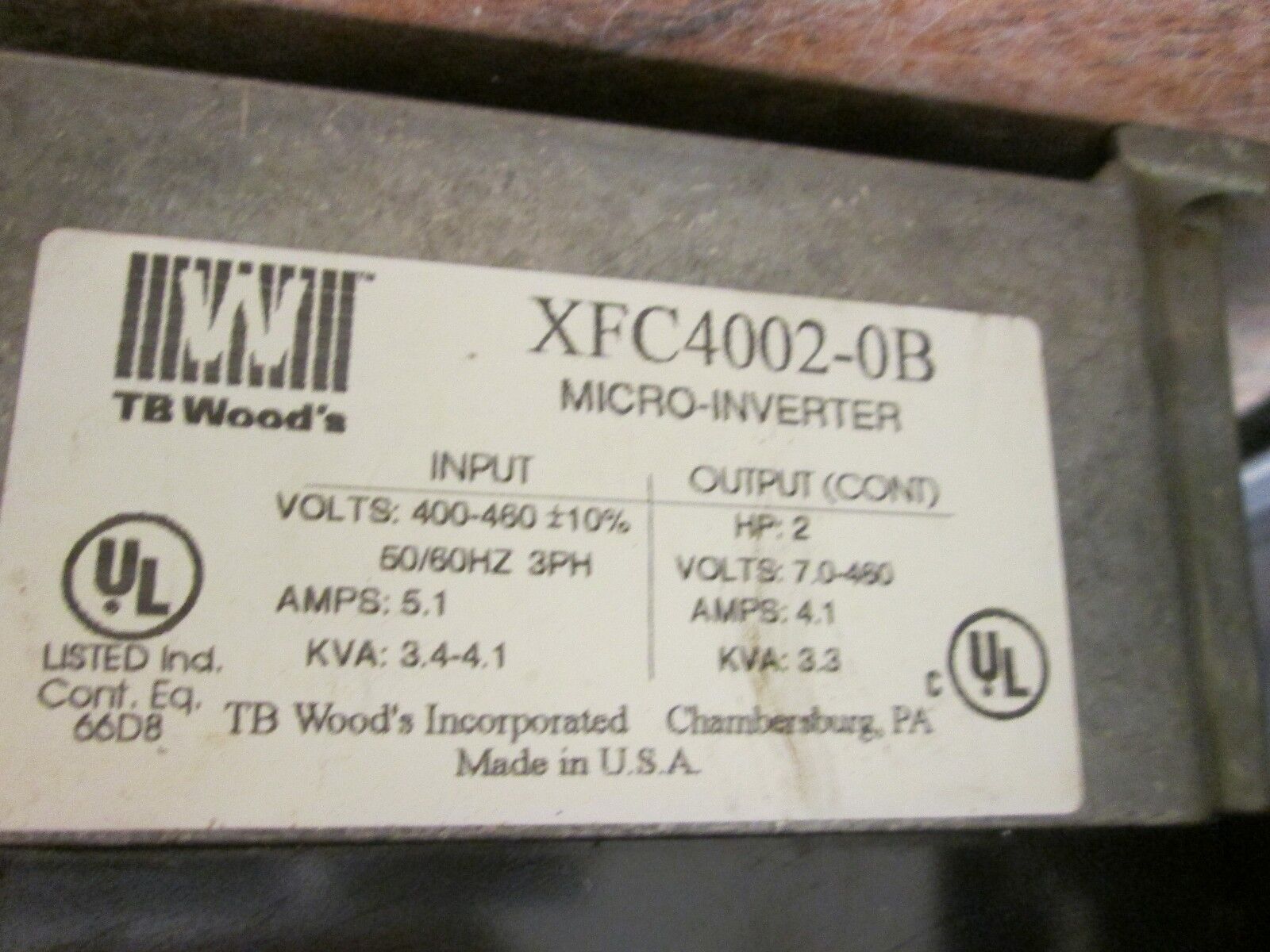 TB Wood's AC Drive XFC4002-0B 2HP Used