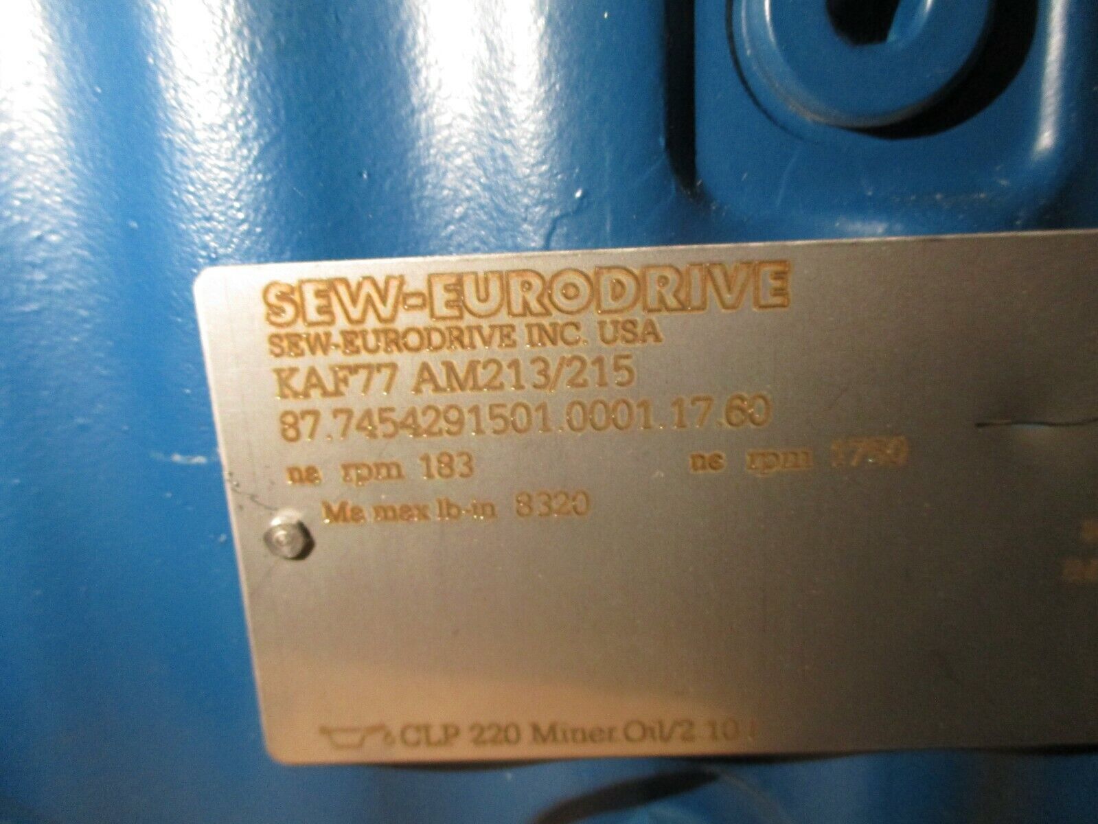 Sew-Eurodrive Helical Bevel Gear KAF77 AM213/215 Ratio 9.56:1 *No Box*
