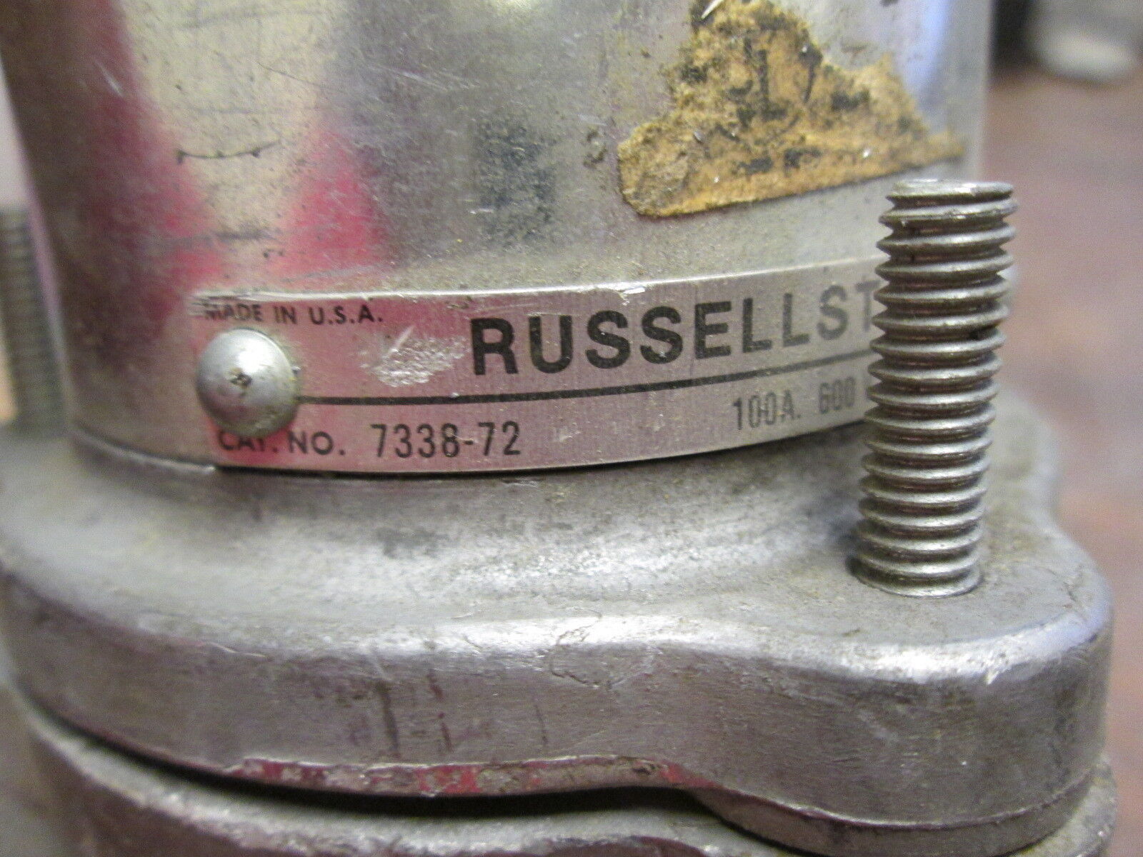 Russellstoll Plug 7338-72 100A 600V 3P 4W *Missing Bushing* Used