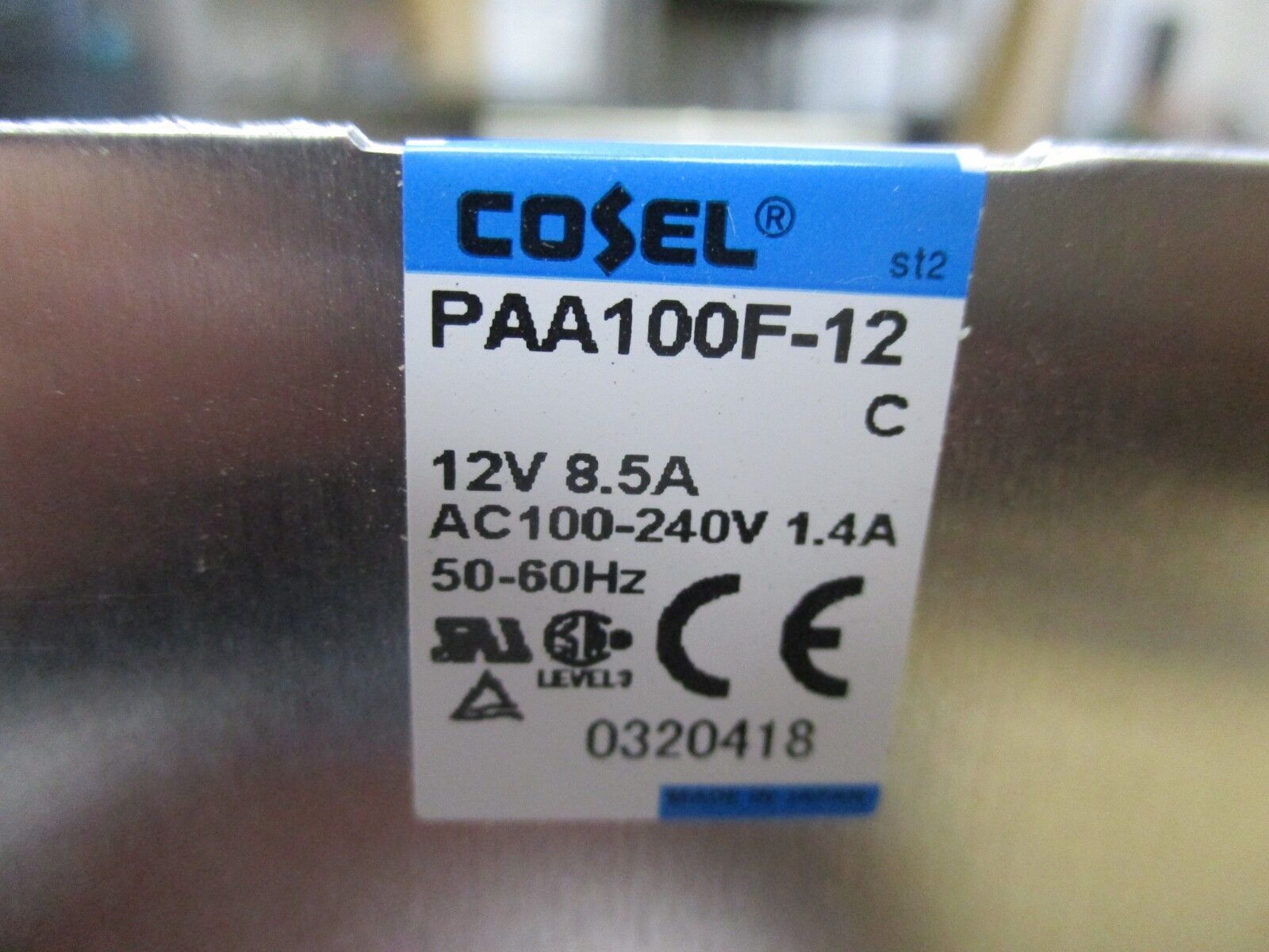 Cosel PPA Series Power Supply PAA100F-12 In: 100-240VAC 1.4A Out: 12VDC 8.5A