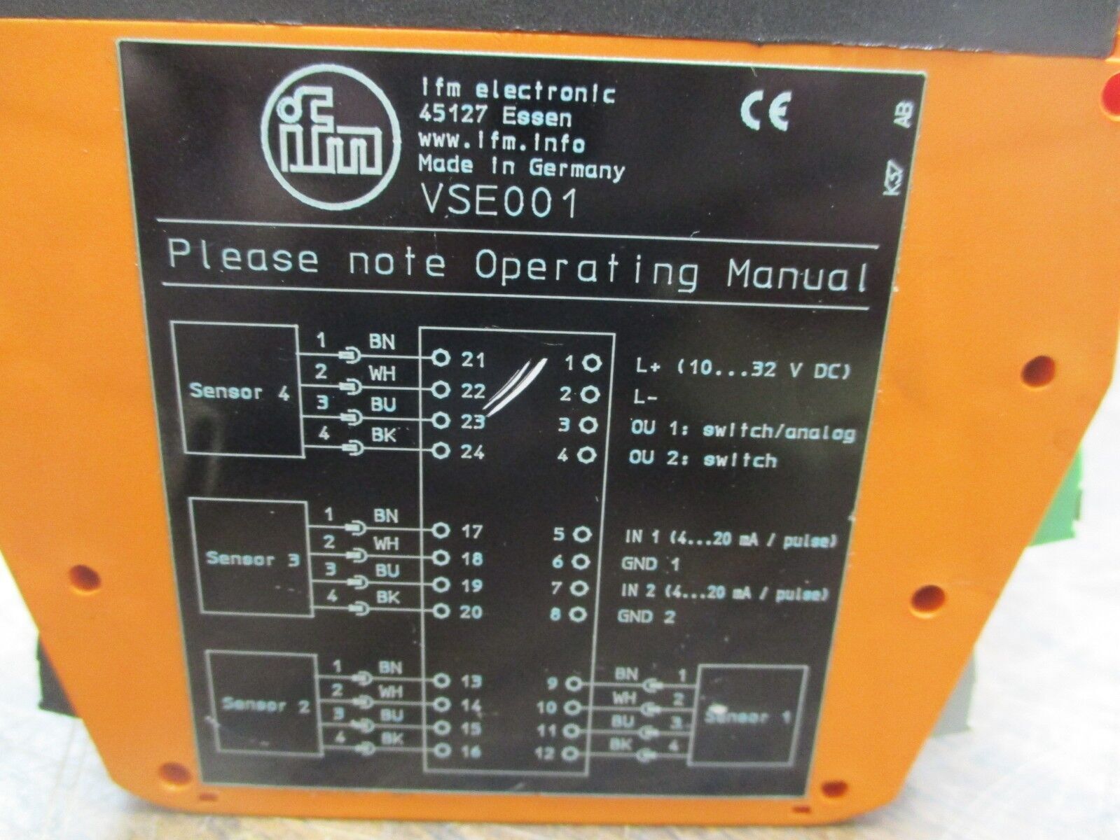 IFM Vibration Sensor Diagnostic Module VSE001 10-32VDC 4-20mA Used