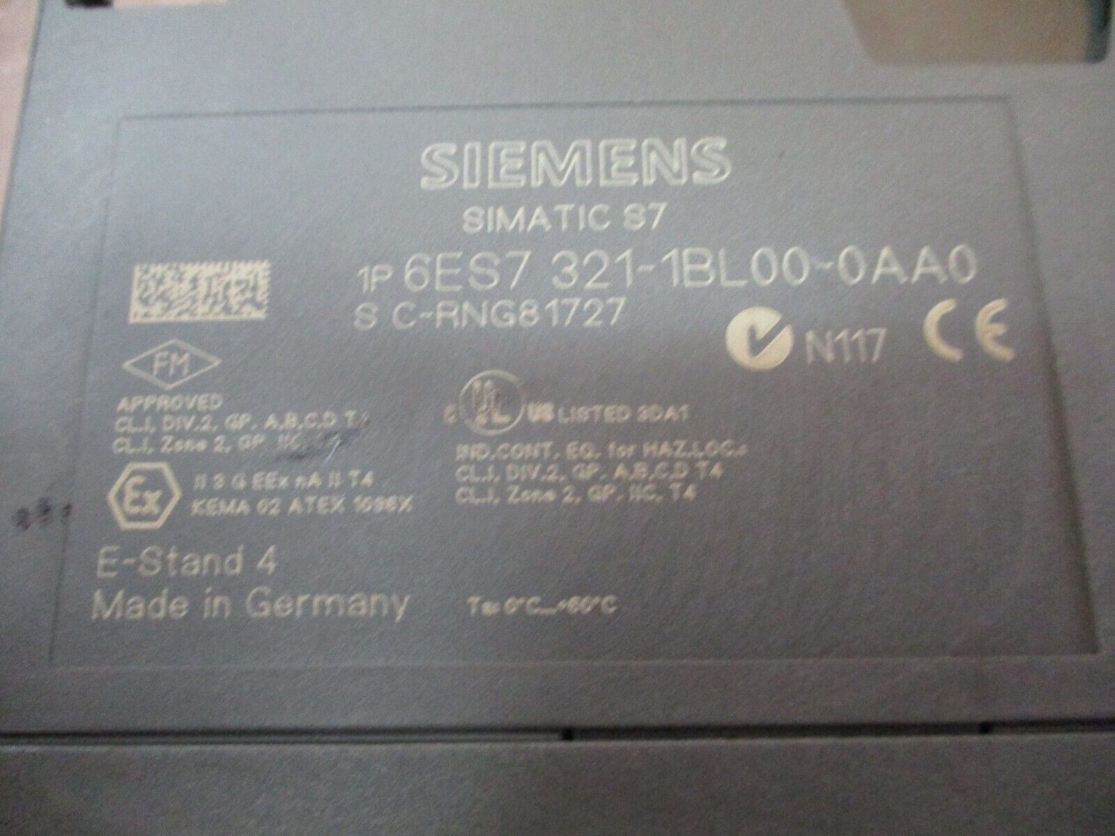 Siemens Simatic S7 PLC Module 6ES7 321-1BL00-0AA0 *No Cover* Used