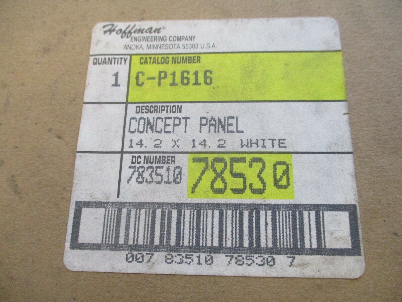 Hoffman Concept Backplate C-P1616 For 16x16" Box White Enamel New Surplus